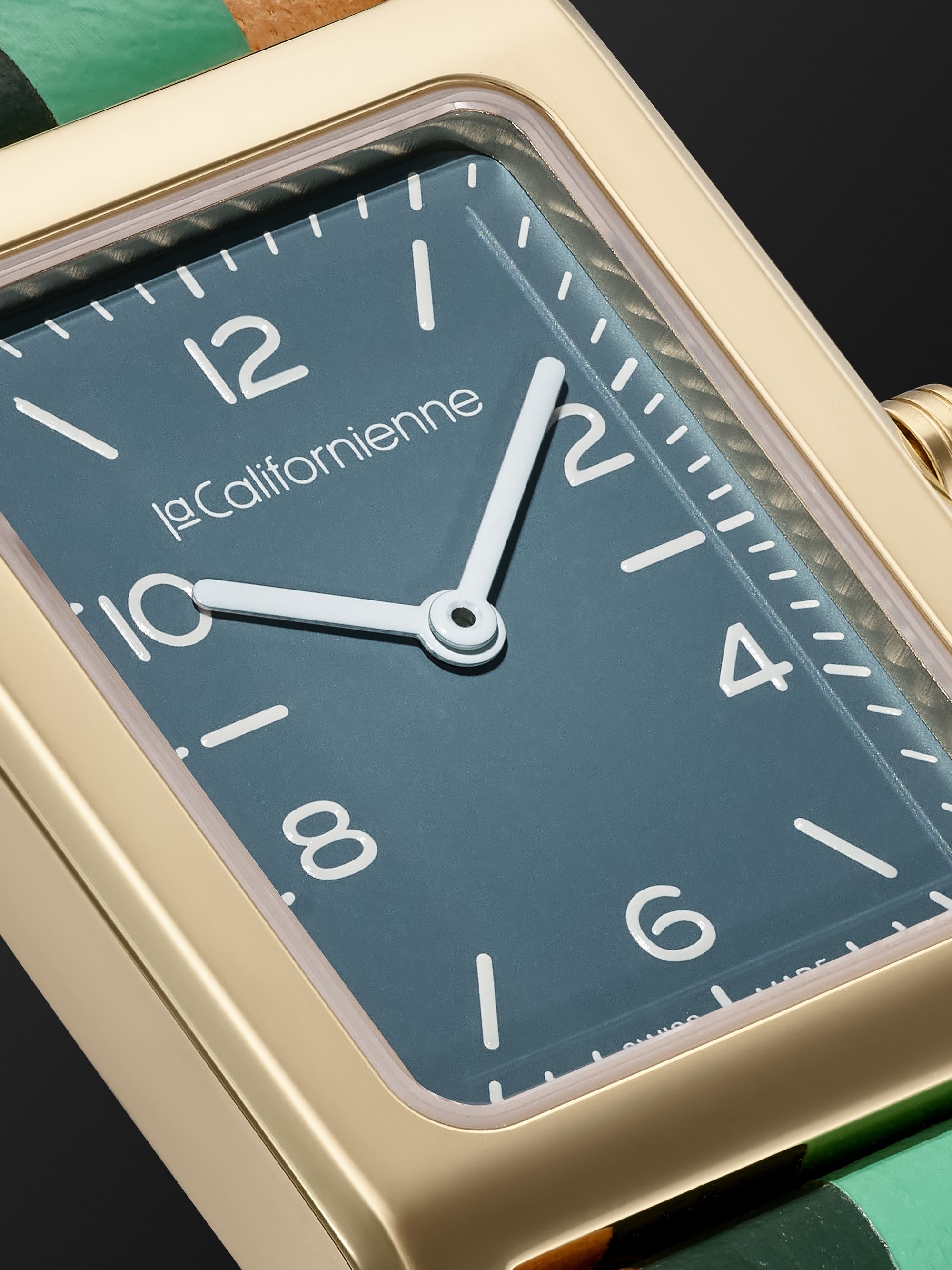 LA CALIFORNIENNE Daybreak 24mm Gold-Plated and Leather Watch, Ref. No. DB-12 YG FERN