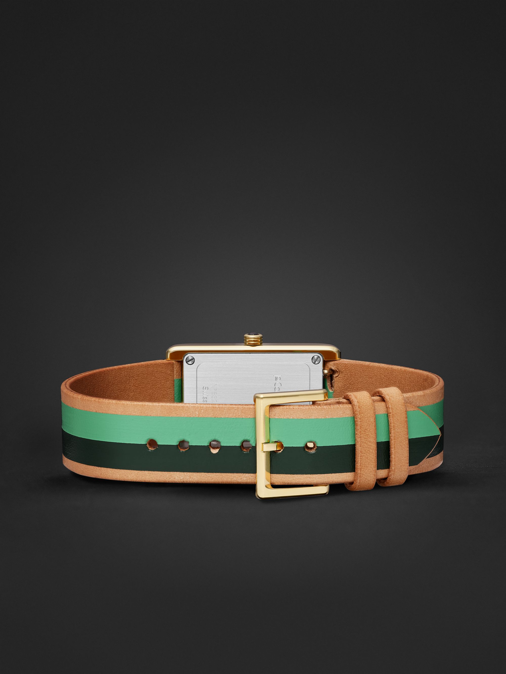 LA CALIFORNIENNE Daybreak 24mm Gold-Plated and Leather Watch, Ref. No. DB-12 YG FERN