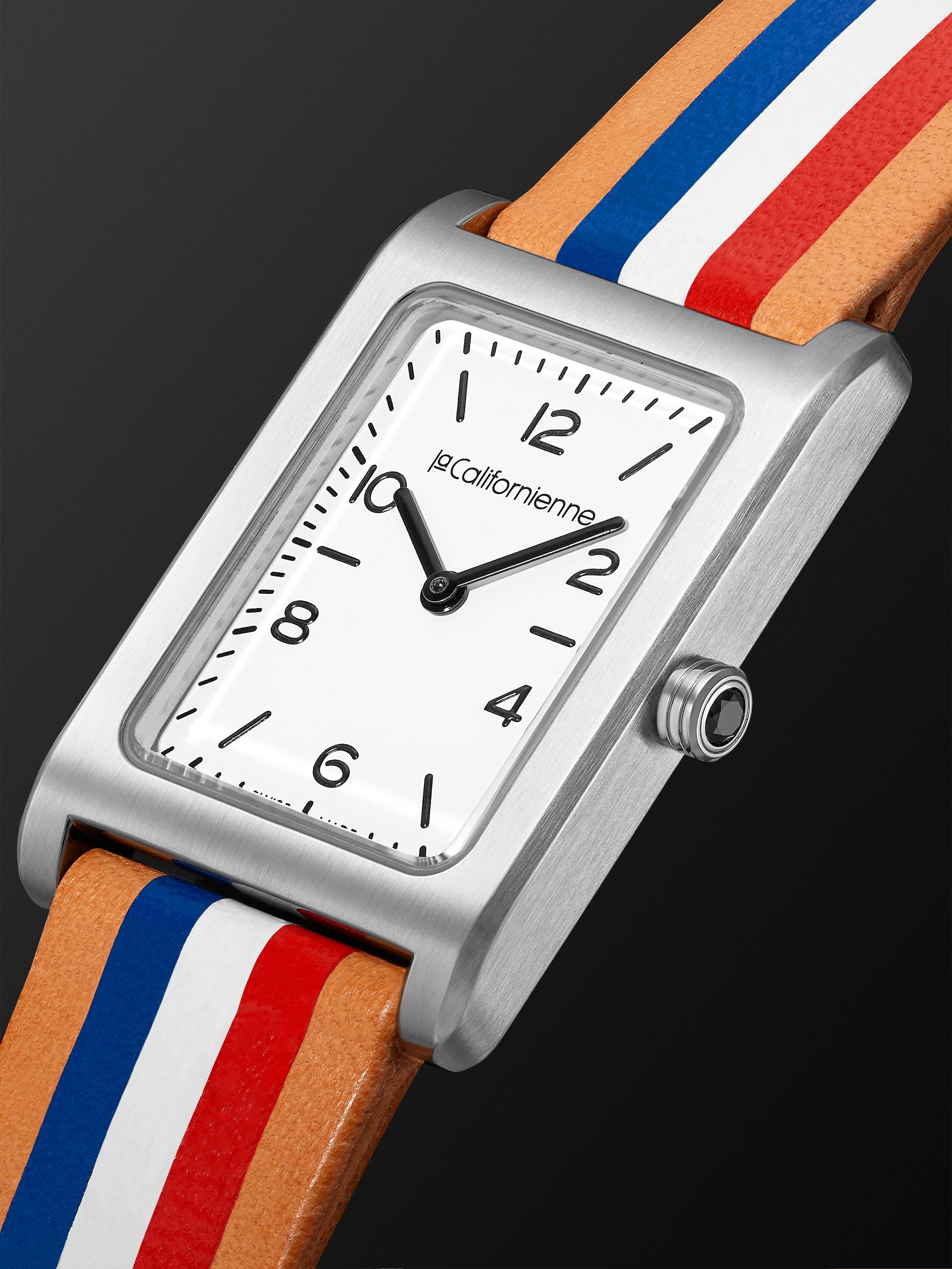 LA CALIFORNIENNE Daybreak 24mm Steel and Striped Leather Watch, Ref. No. DB-06