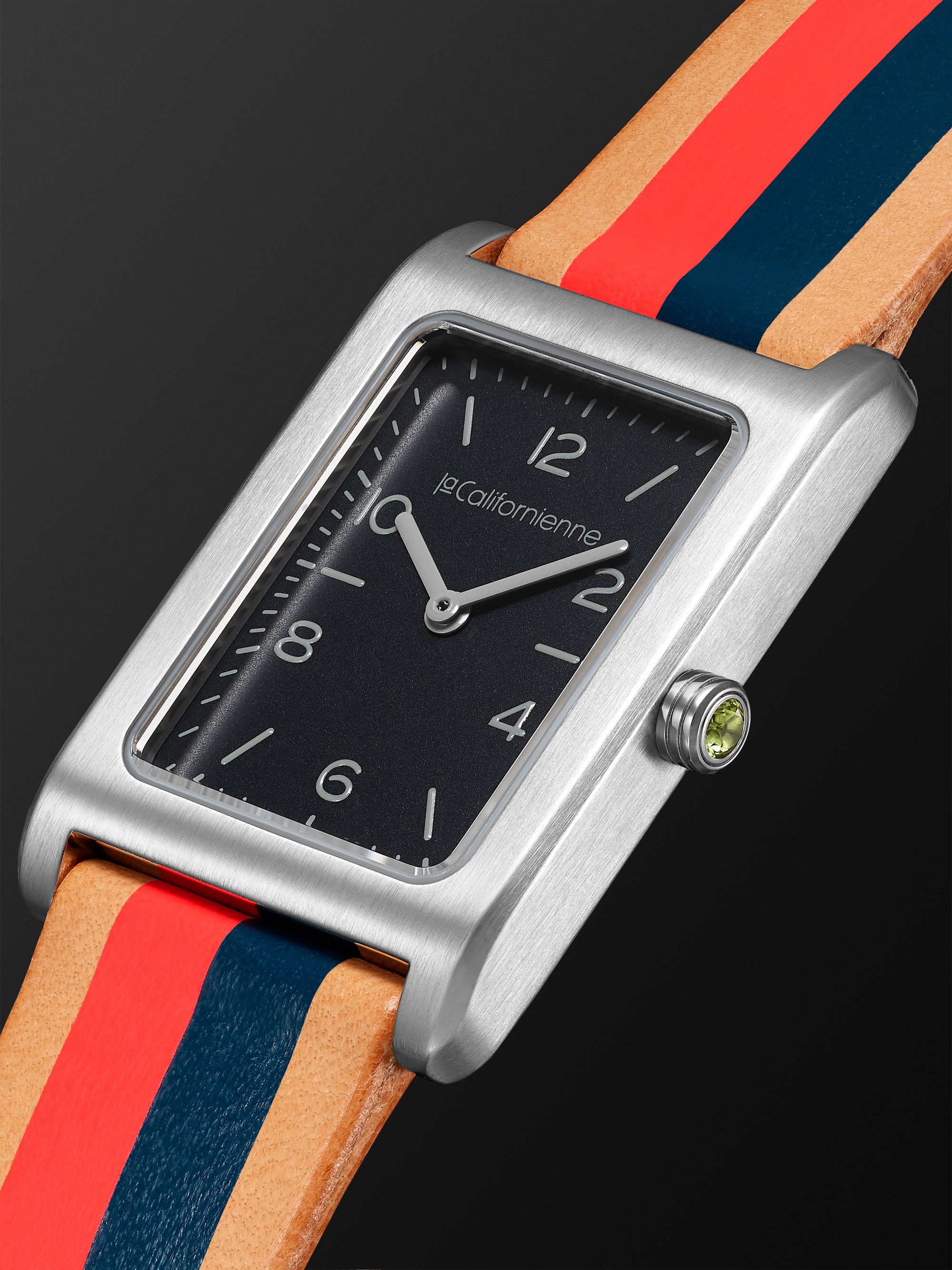 LA CALIFORNIENNE Daybreak 24mm Steel and Striped Leather Watch, Ref. No. DB-15
