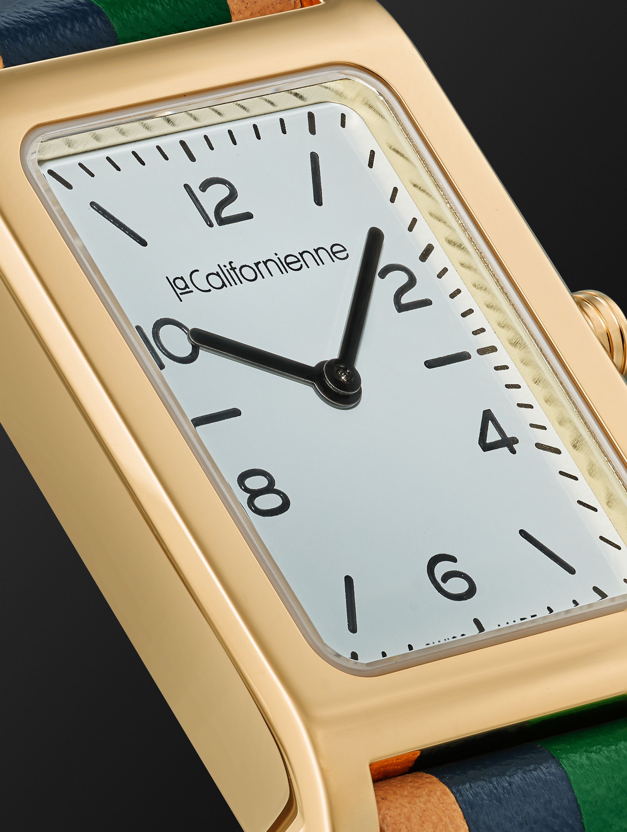 LA CALIFORNIENNE Daybreak 18mm Gold-Plated and Striped Leather Watch, Ref. No DB-06