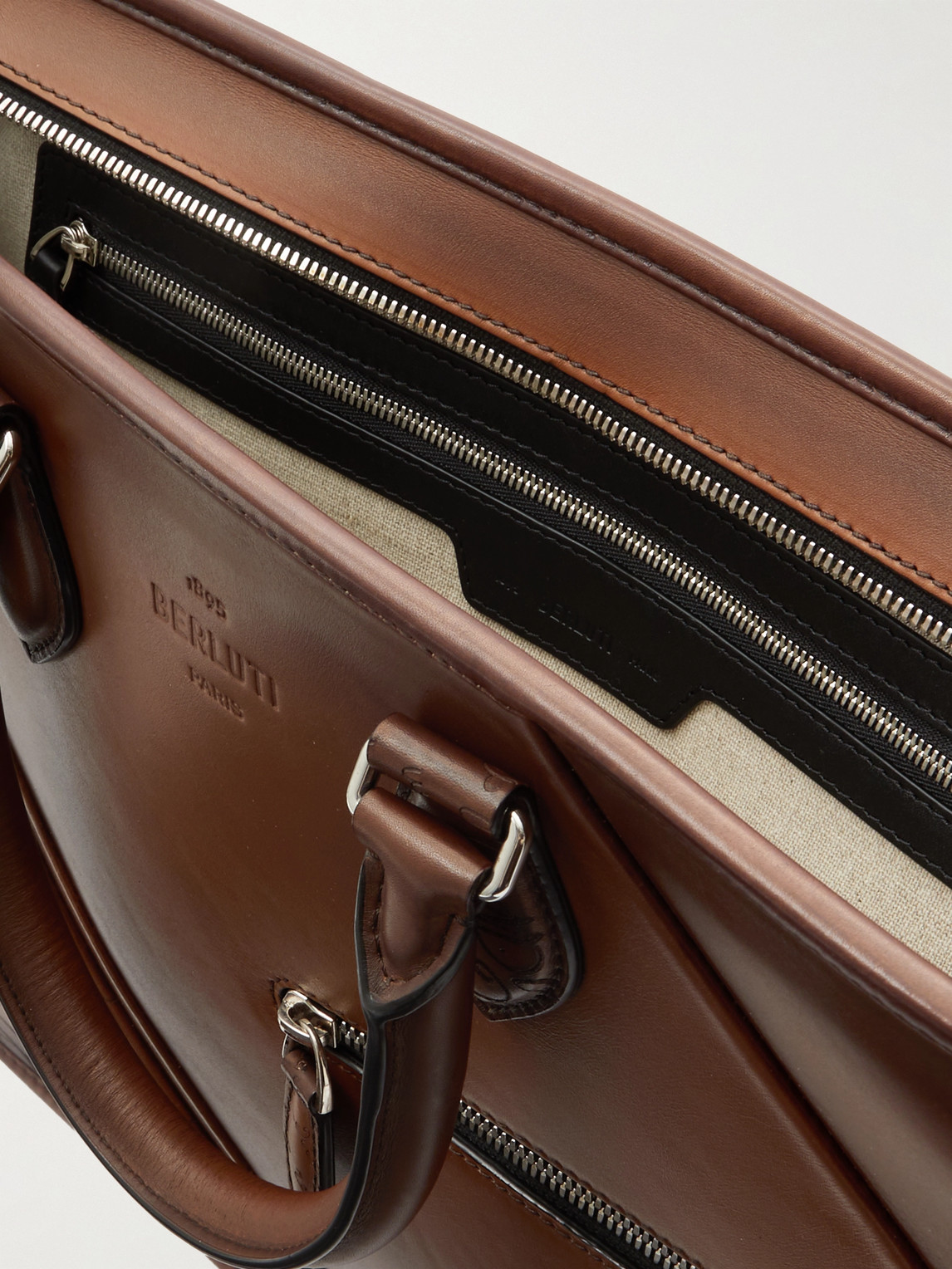Shop Berluti Un Jour Mini Scritto Leather Briefcase In Brown