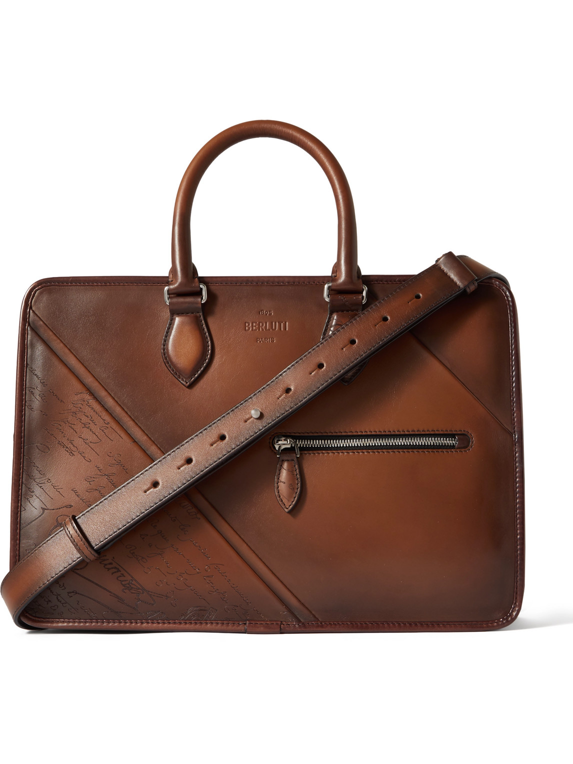 Berluti Scritto Venezia Leather Briefcase In Brown