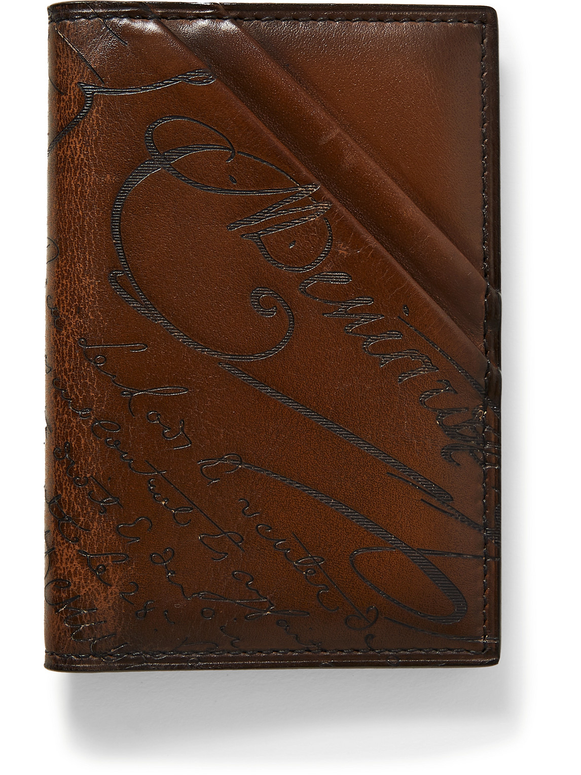 Berluti Jagua Scritto Venezia Leather Bifold Wallet In Brown
