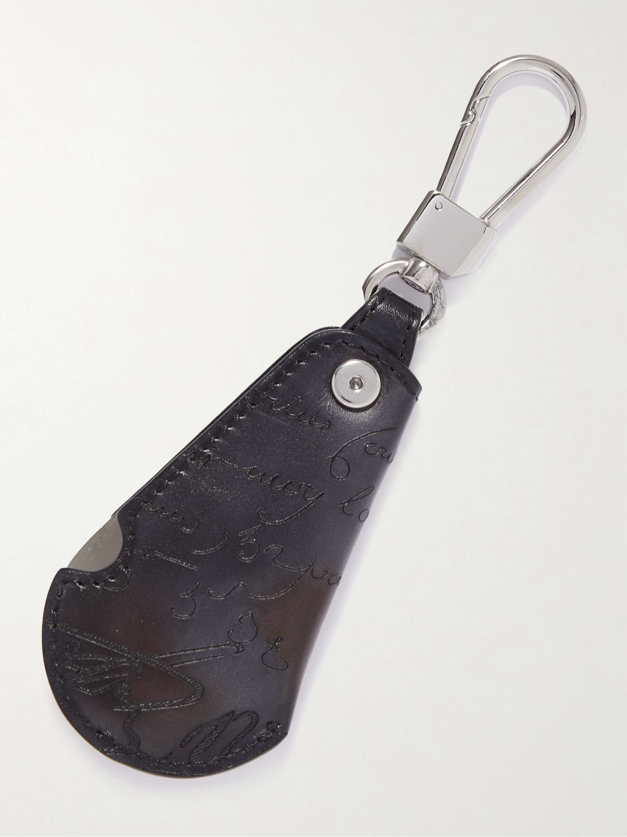 BERLUTI Scritto Venezia Leather and Silver-Tone Key Fob