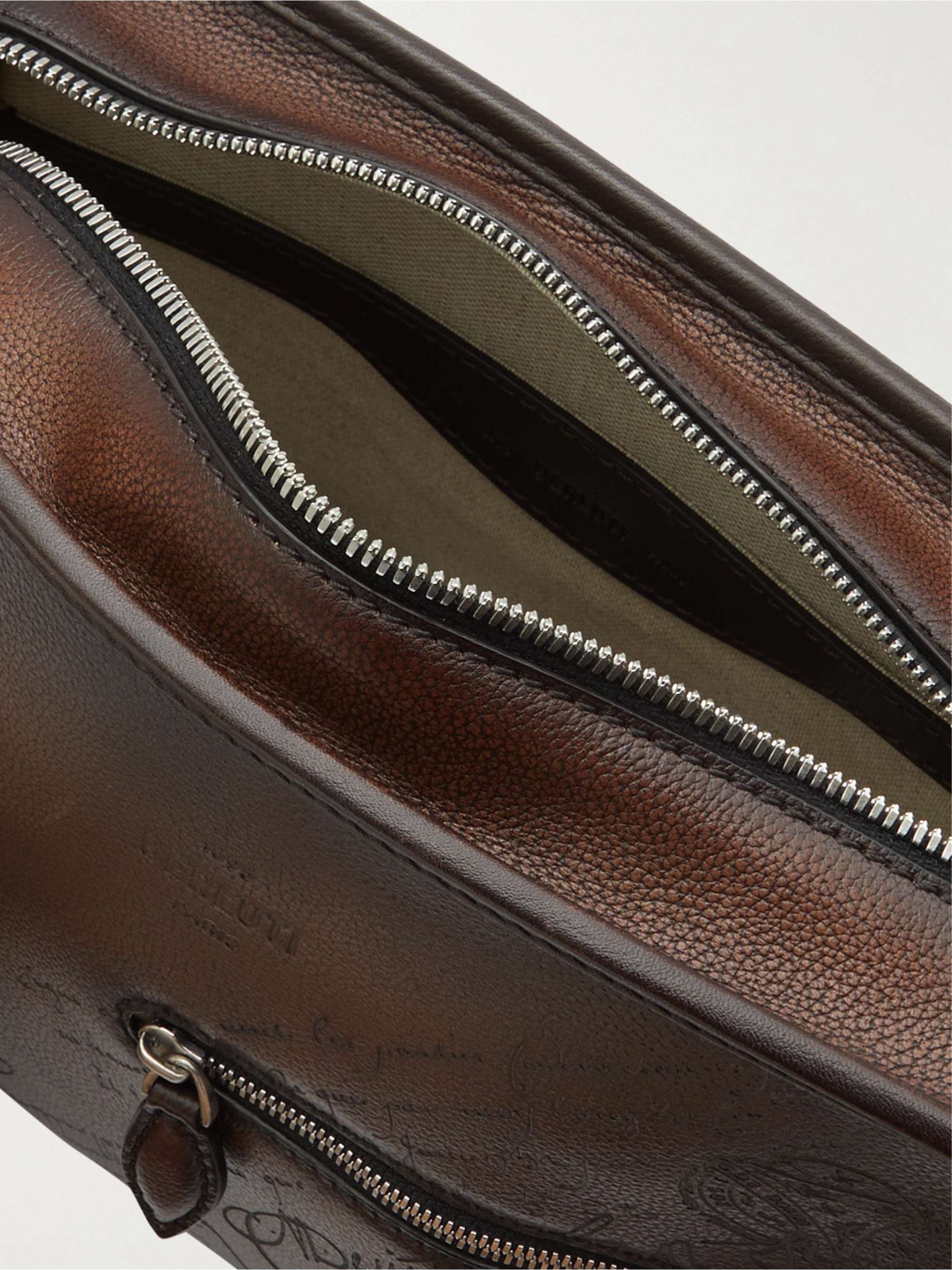 BERLUTI Scritto Venezia Textured-Leather Messenger Bag