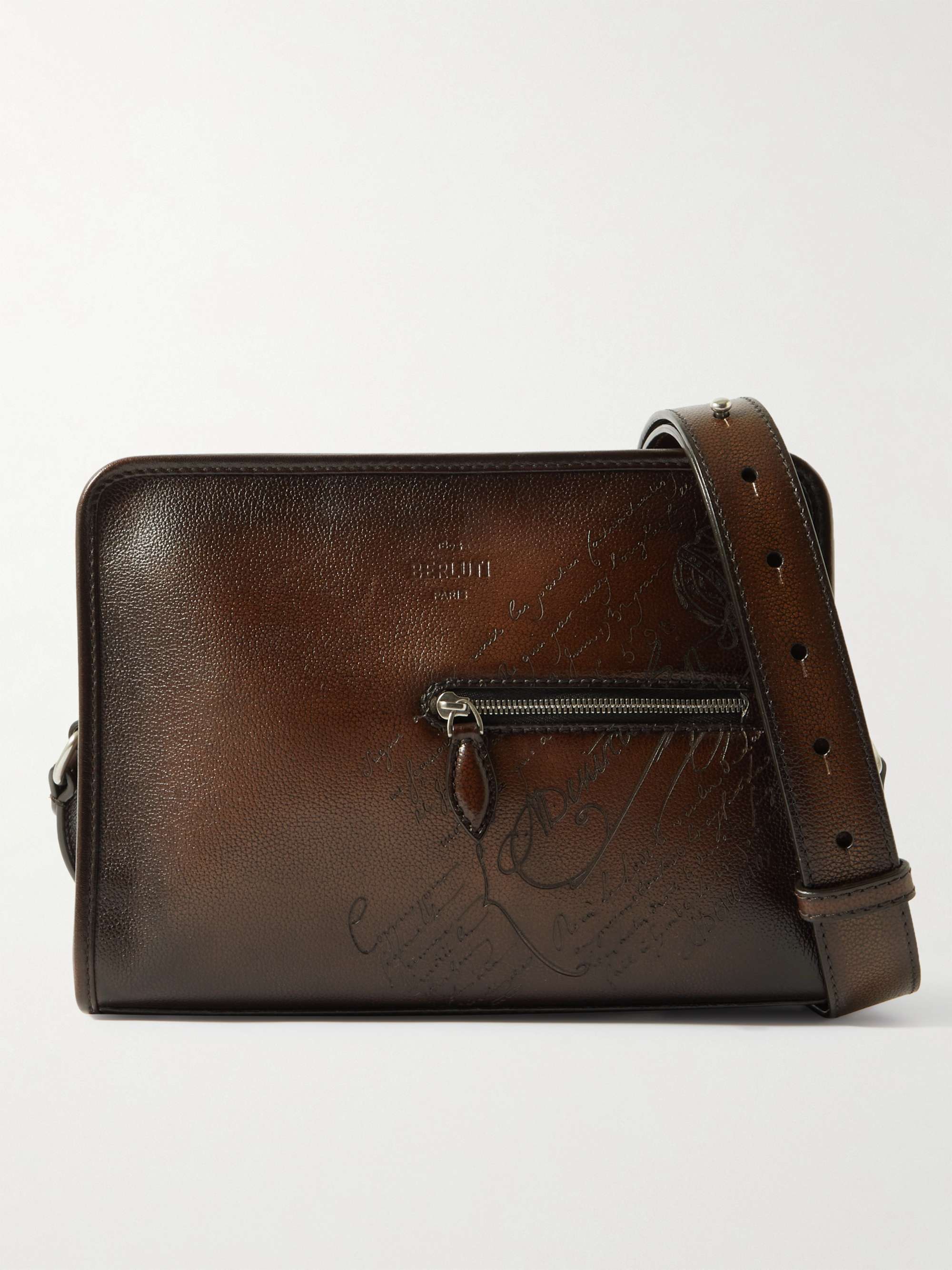 BERLUTI Scritto Venezia Textured-Leather Messenger Bag