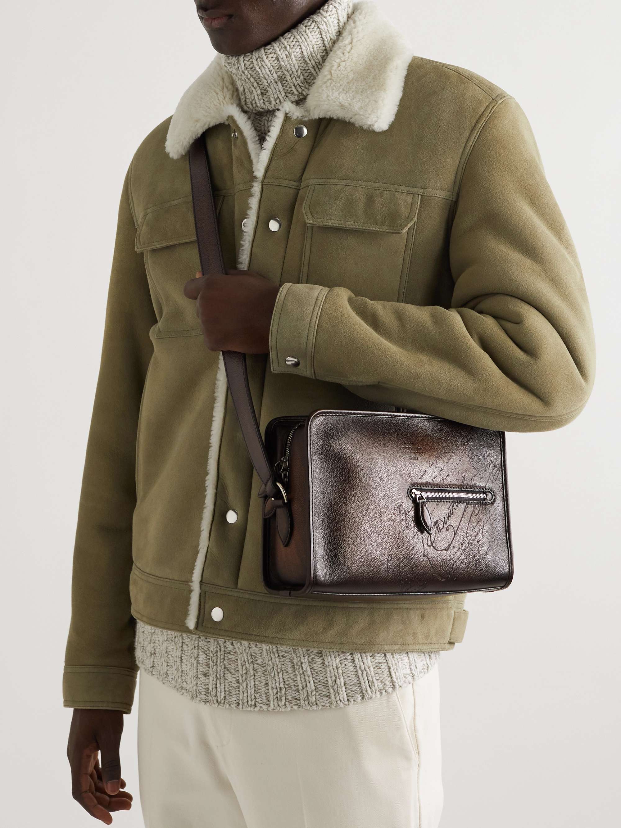 BERLUTI Scritto Venezia Textured-Leather Messenger Bag