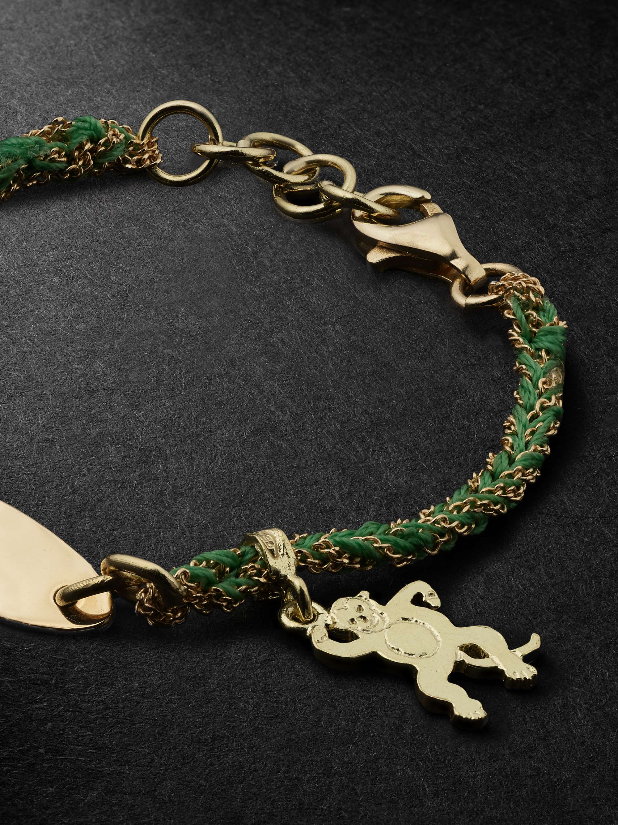 CAROLINA BUCCI Kids Lucky ID Tag Bee Gold and Silk Bracelet