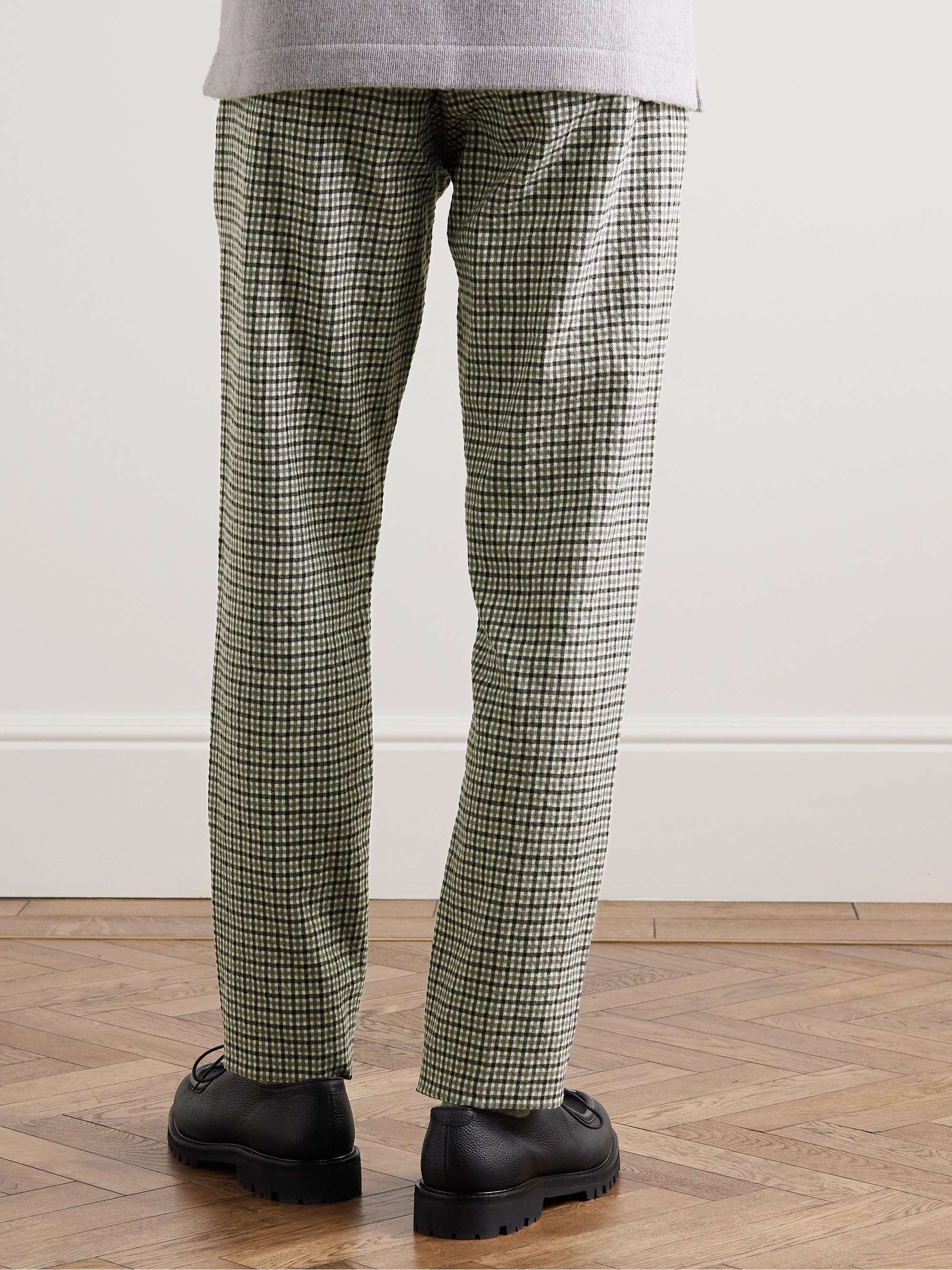 MR P. Phillip Straight-Leg Checked Cotton and Wool-Blend Trousers