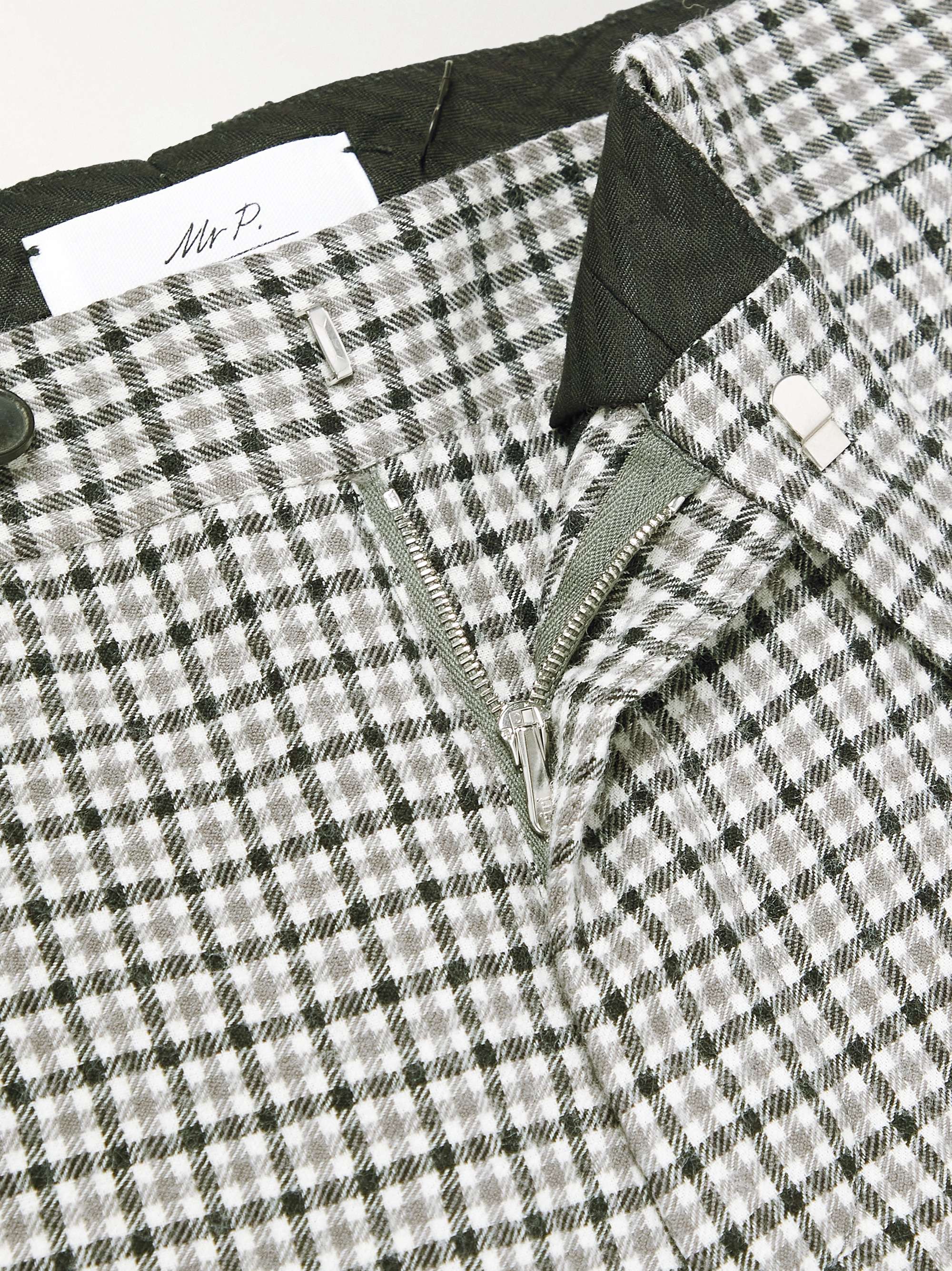 MR P. Phillip Straight-Leg Checked Cotton and Wool-Blend Trousers