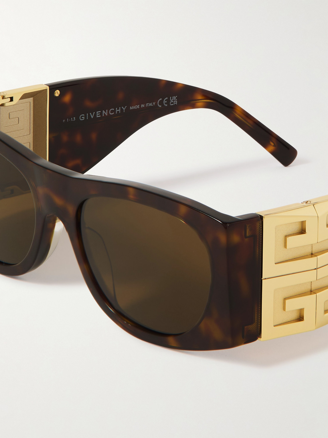 Shop Givenchy Rectangular-frame Gold-tone And Tortoiseshell Acetate Sunglasses