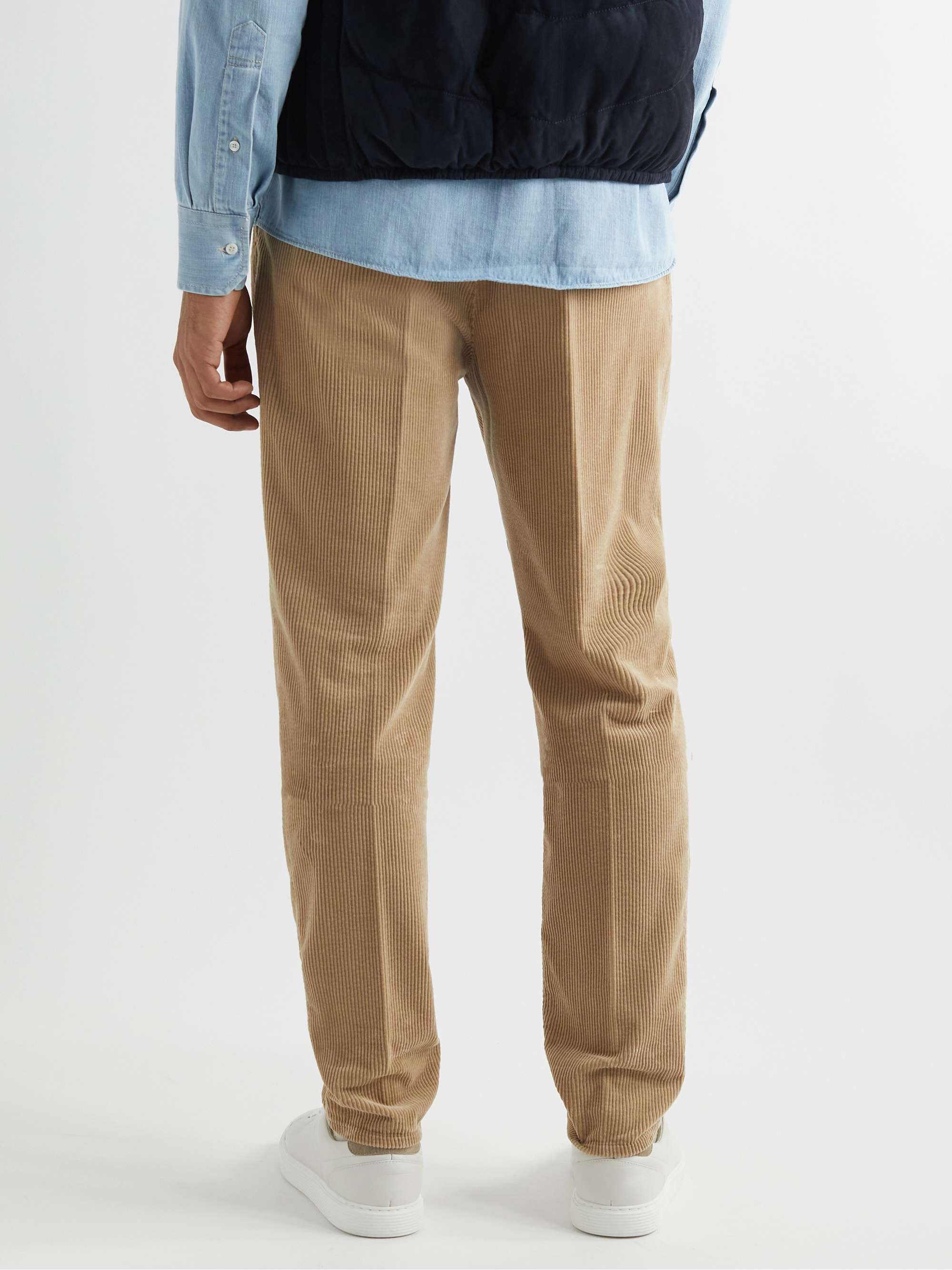 BRUNELLO CUCINELLI Straight-Leg Pleated Cotton-Corduroy Trousers