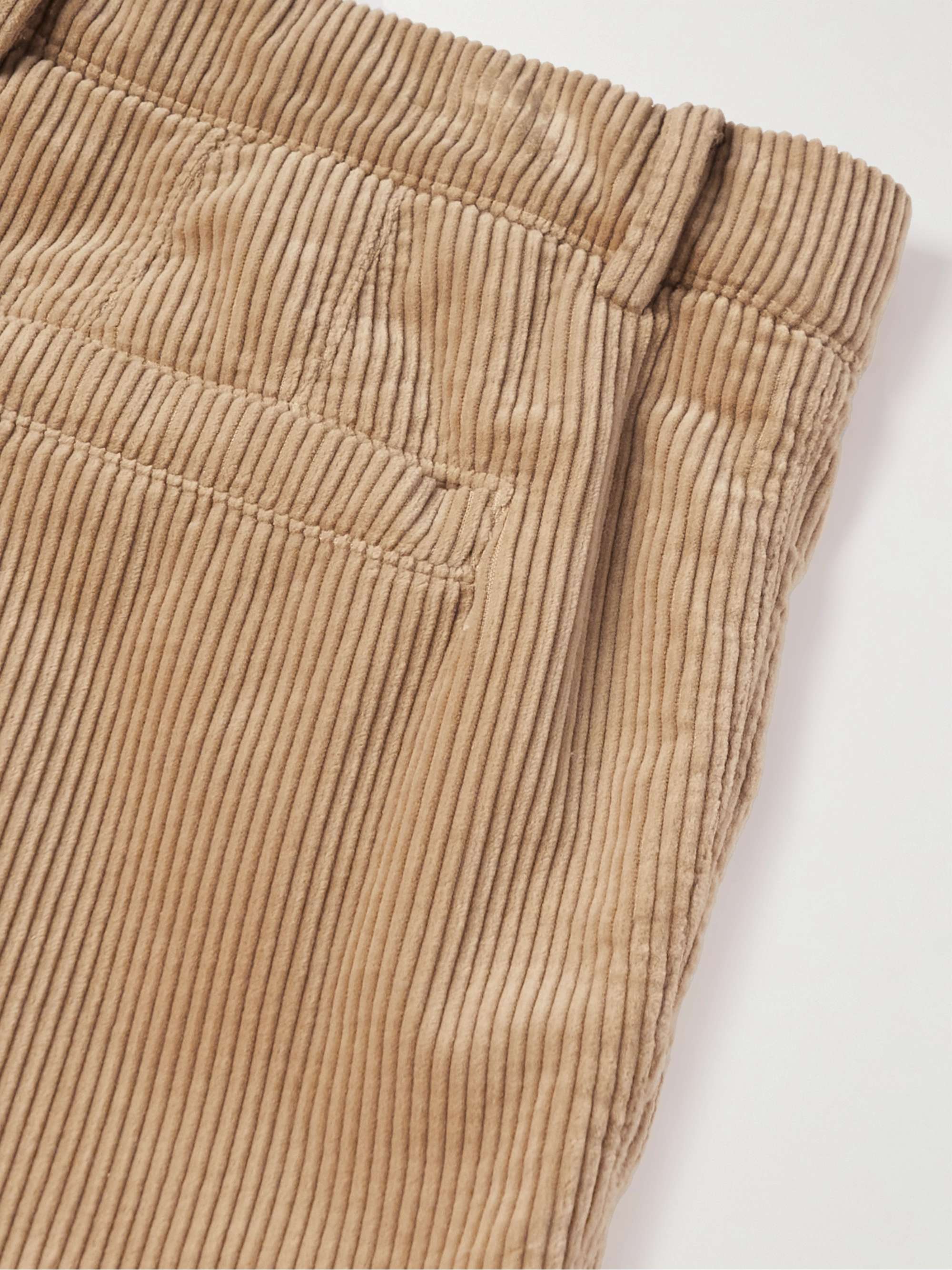 BRUNELLO CUCINELLI Straight-Leg Pleated Cotton-Corduroy Trousers