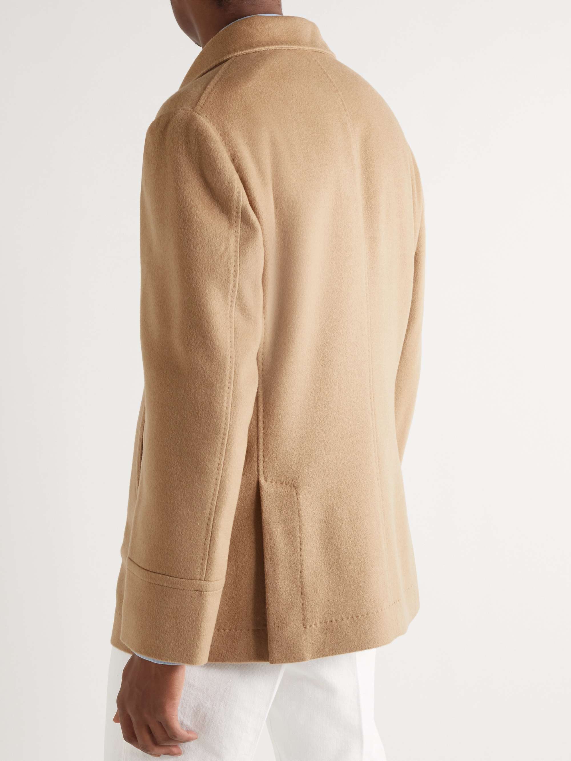 BRUNELLO CUCINELLI Double-Breasted Camel Hair Peacoat