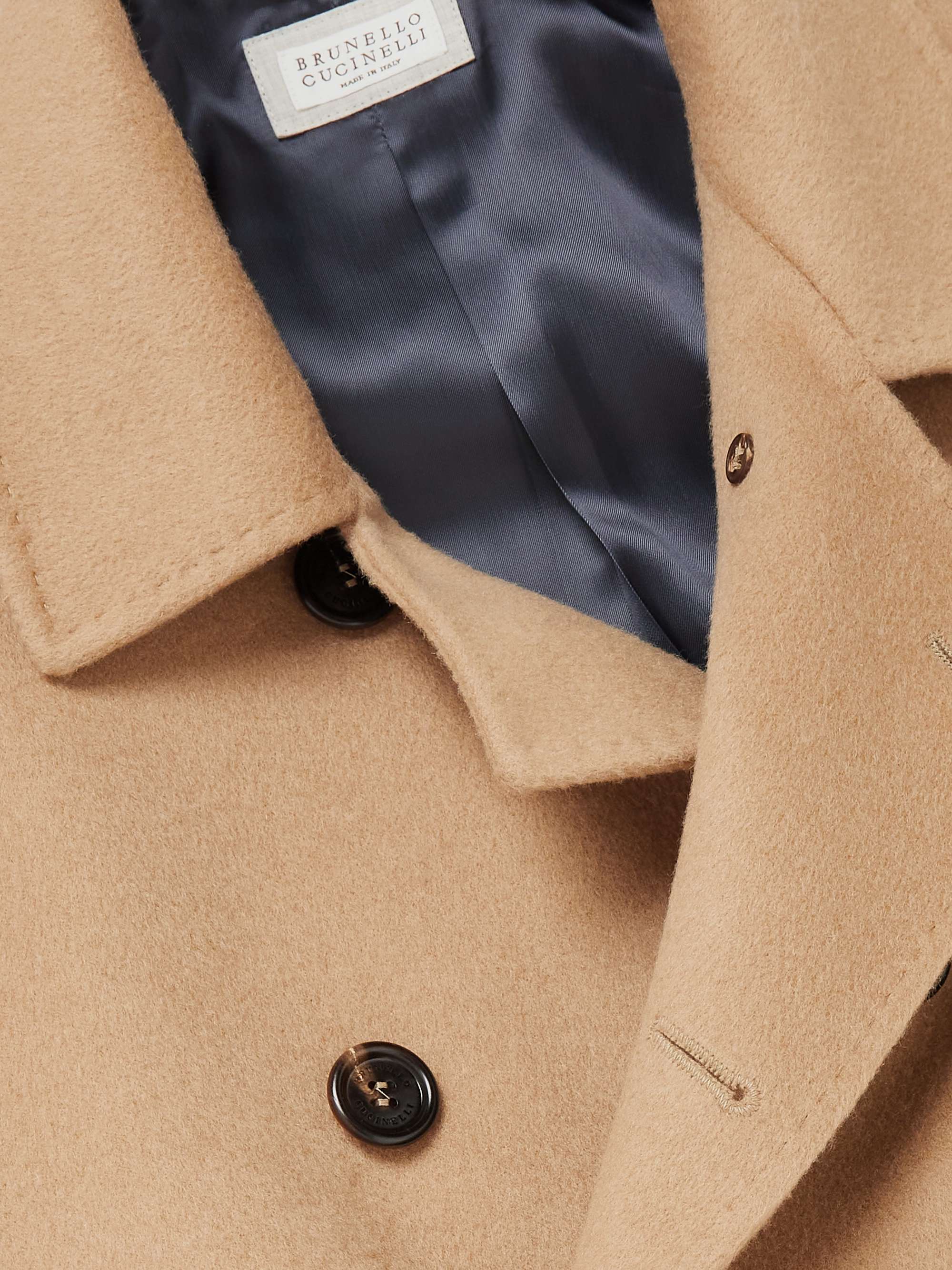 BRUNELLO CUCINELLI Double-Breasted Camel Hair Peacoat