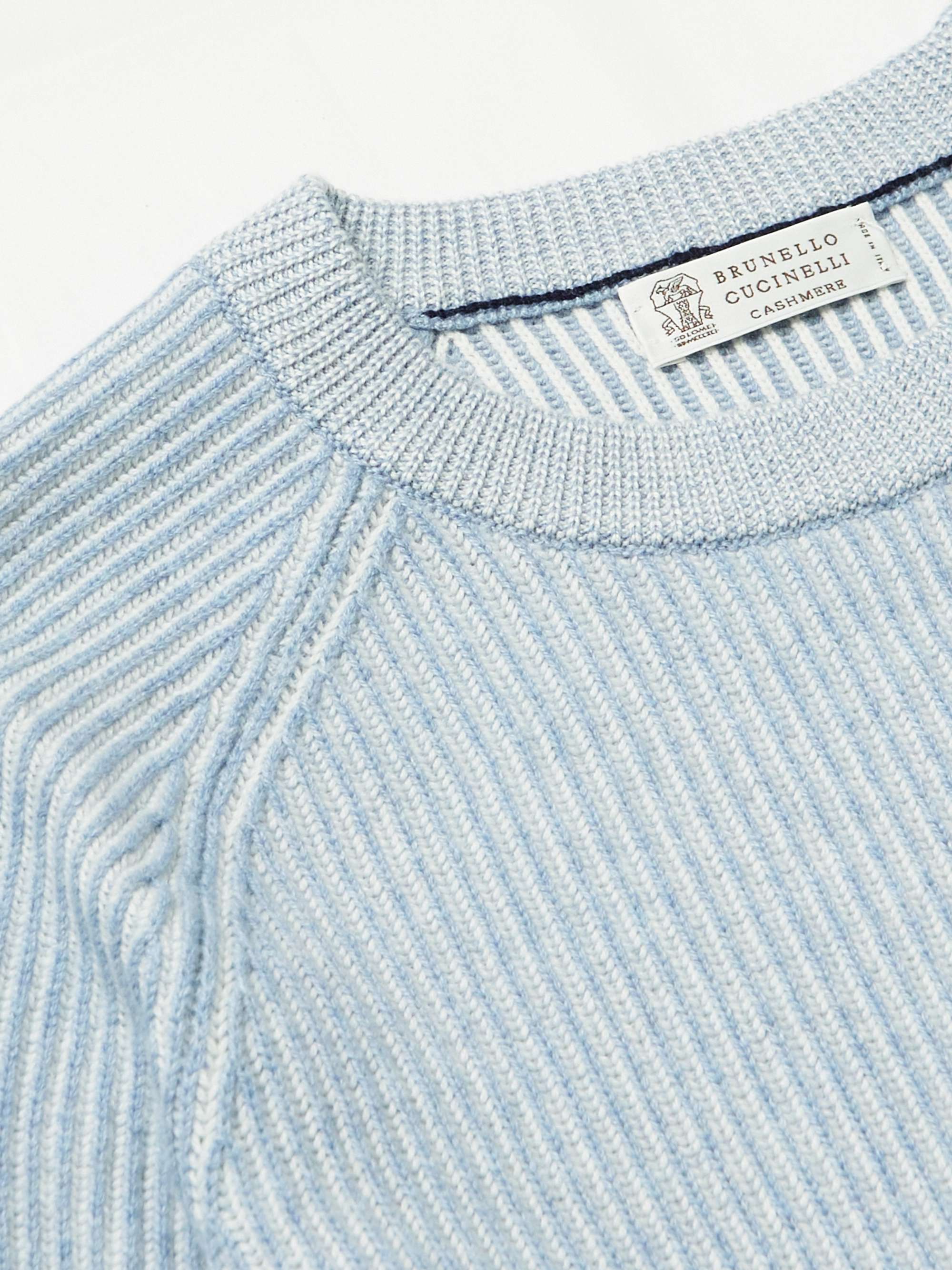 BRUNELLO CUCINELLI Striped Ribbed Cashmere Sweater