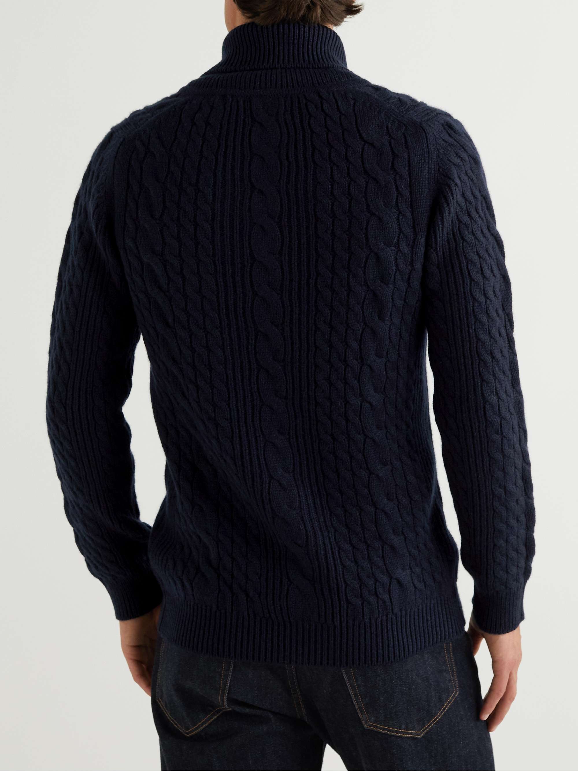 JOHNSTONS OF ELGIN Shawl-Collar Cable-Knit Cashmere Cardigan