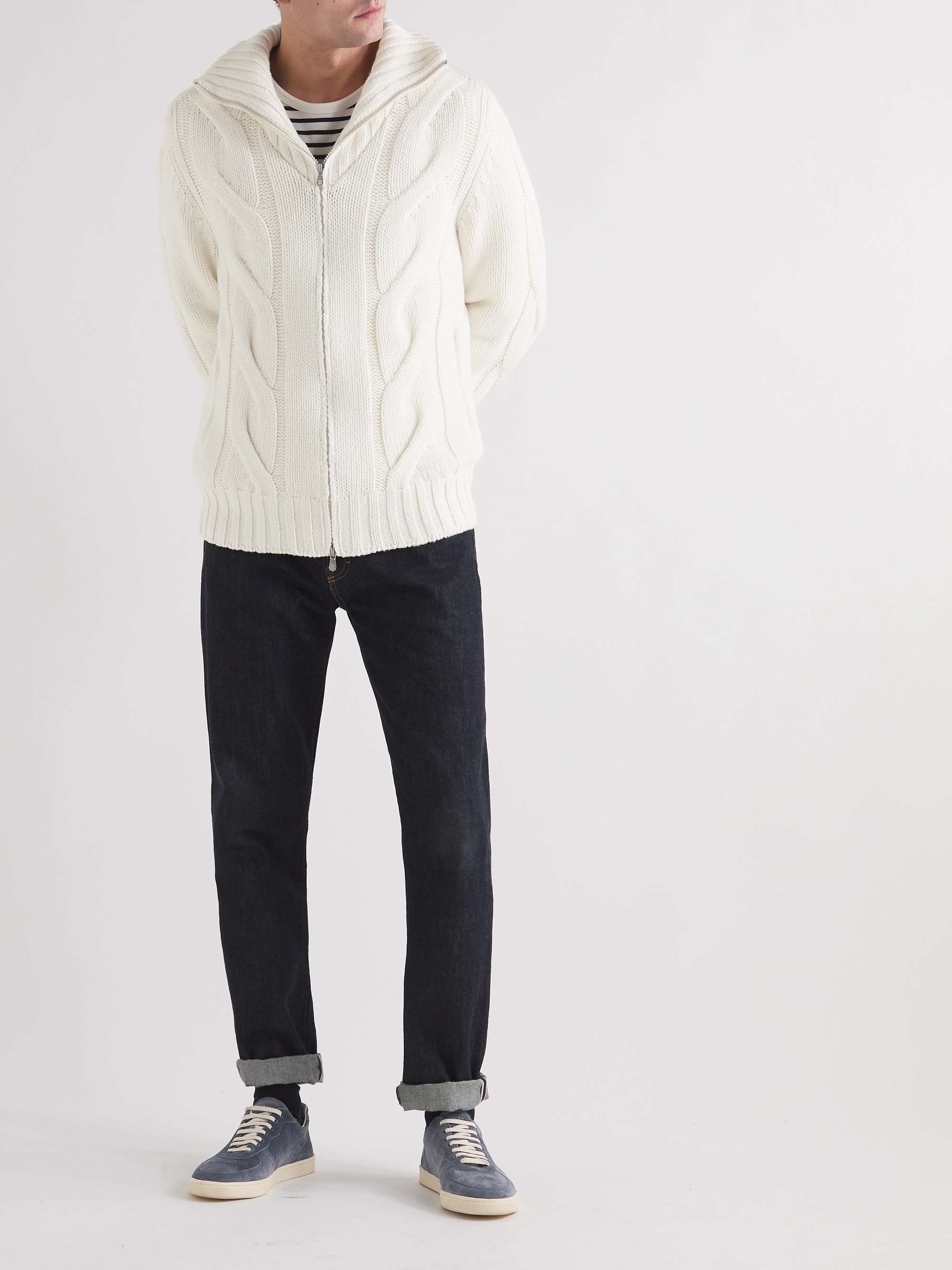 BRUNELLO CUCINELLI Cable-Knit Cotton Down Jacket