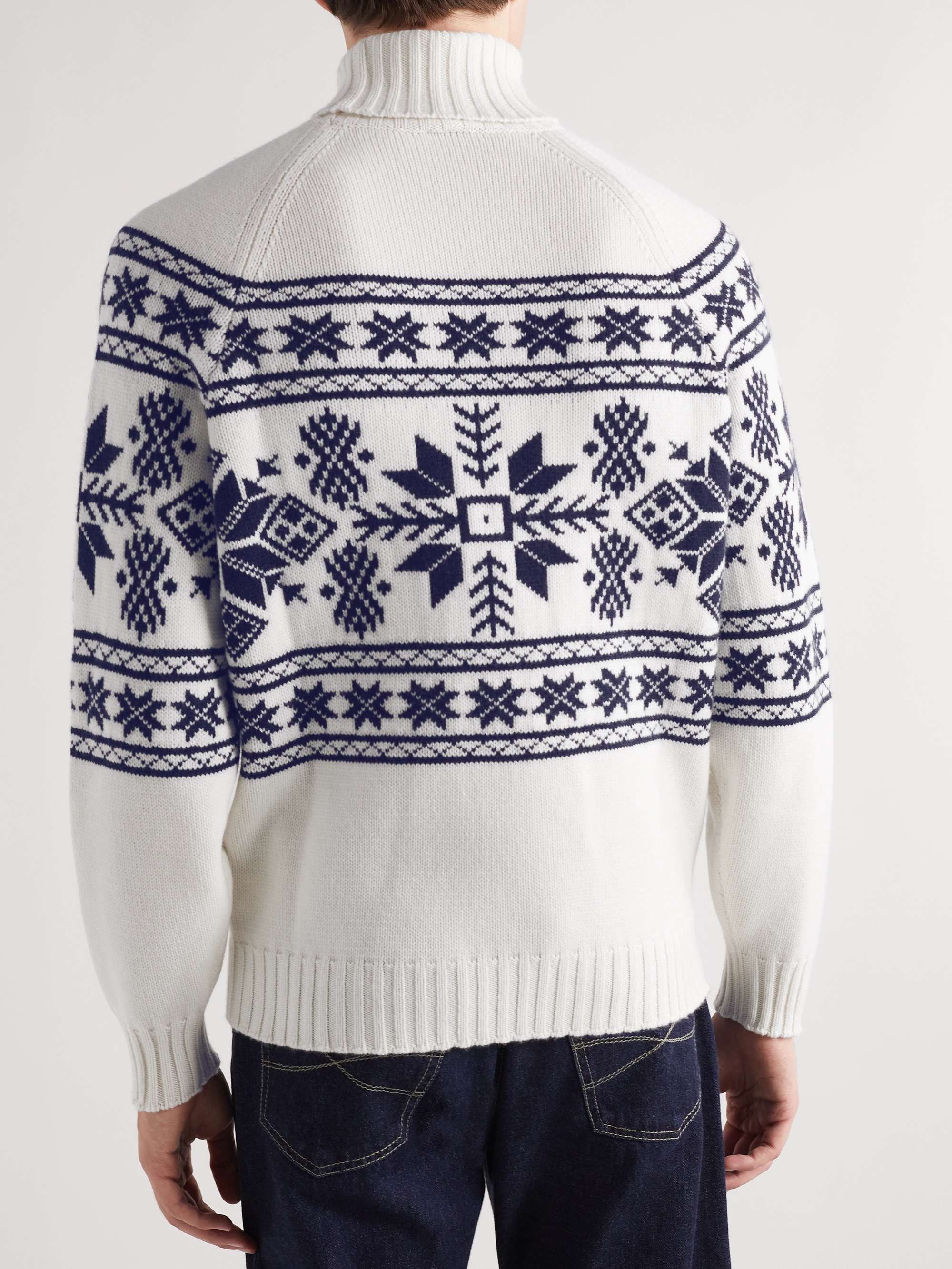 BRUNELLO CUCINELLI Intarsia Cashmere Rollneck Sweater