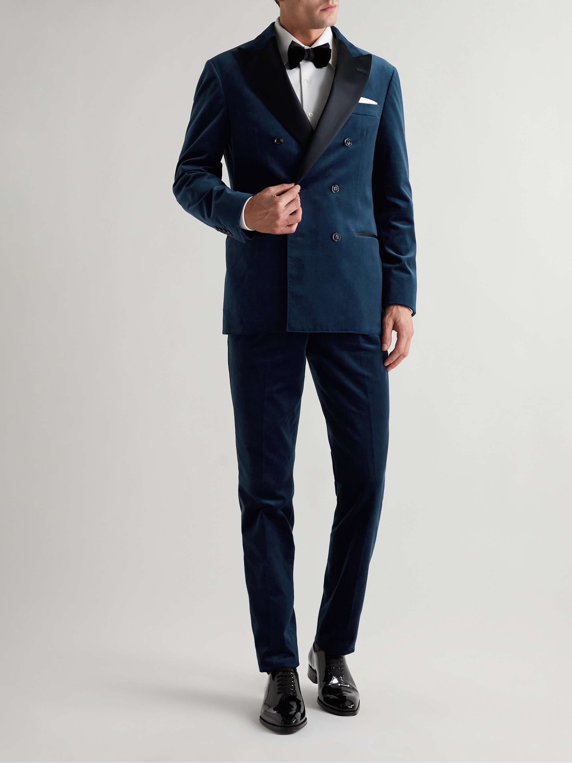 BRUNELLO CUCINELLI Satin-Trimmed Cotton-Velvet Tuxedo Jacket