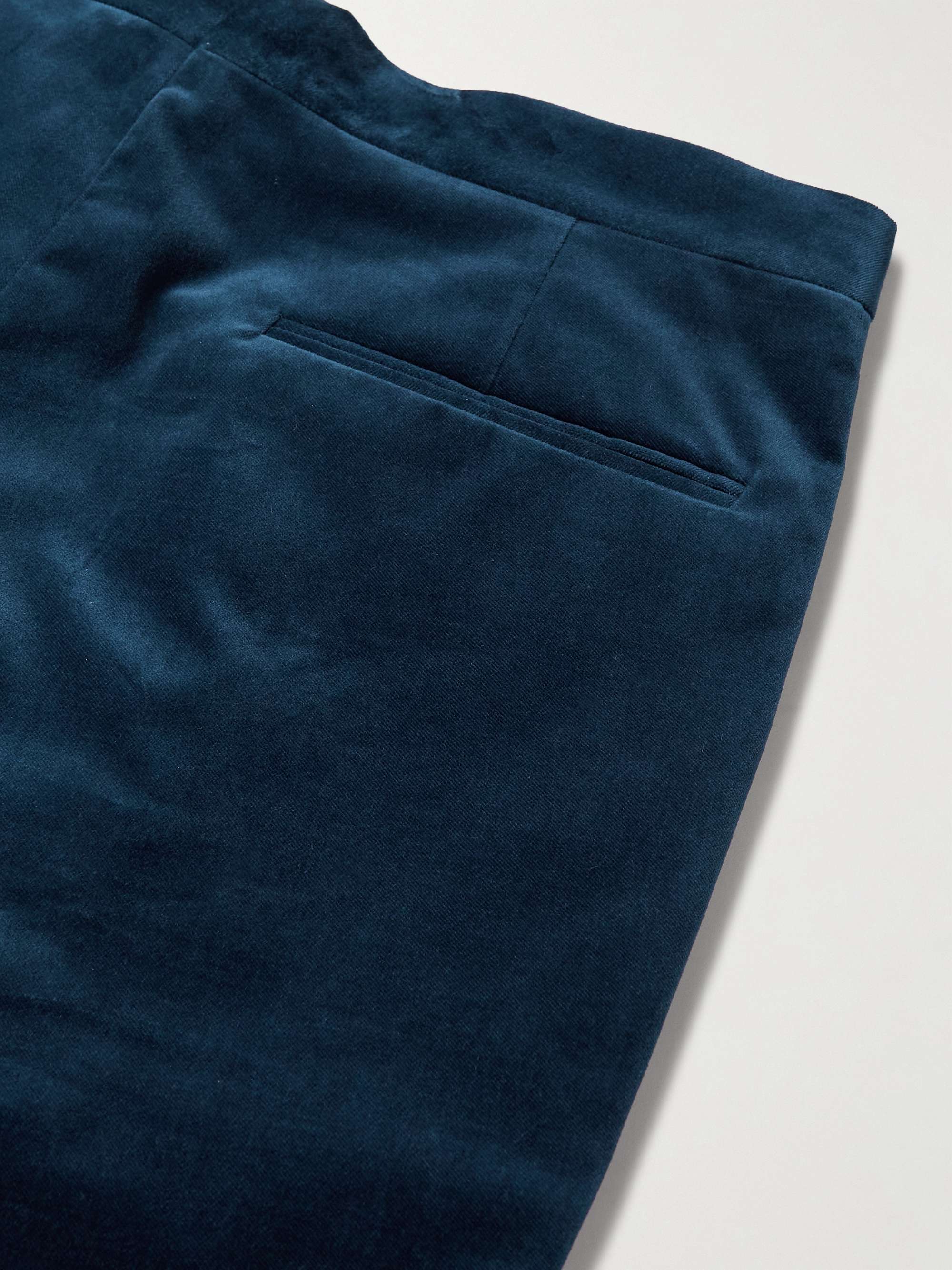 BRUNELLO CUCINELLI Slim-Fit Satin-Trimmed Cotton-Velvet Tuxedo Trousers