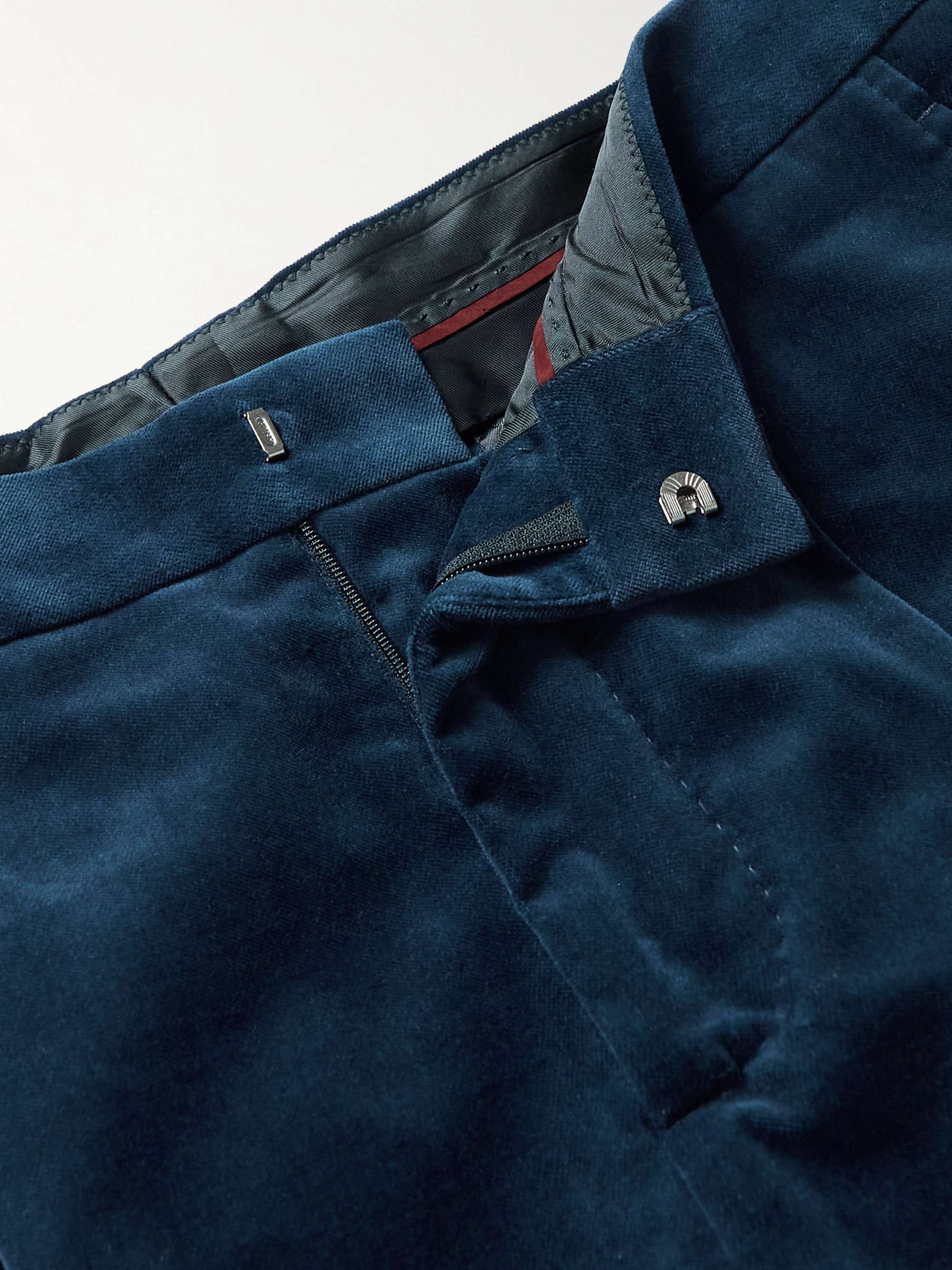 BRUNELLO CUCINELLI Slim-Fit Satin-Trimmed Cotton-Velvet Tuxedo Trousers