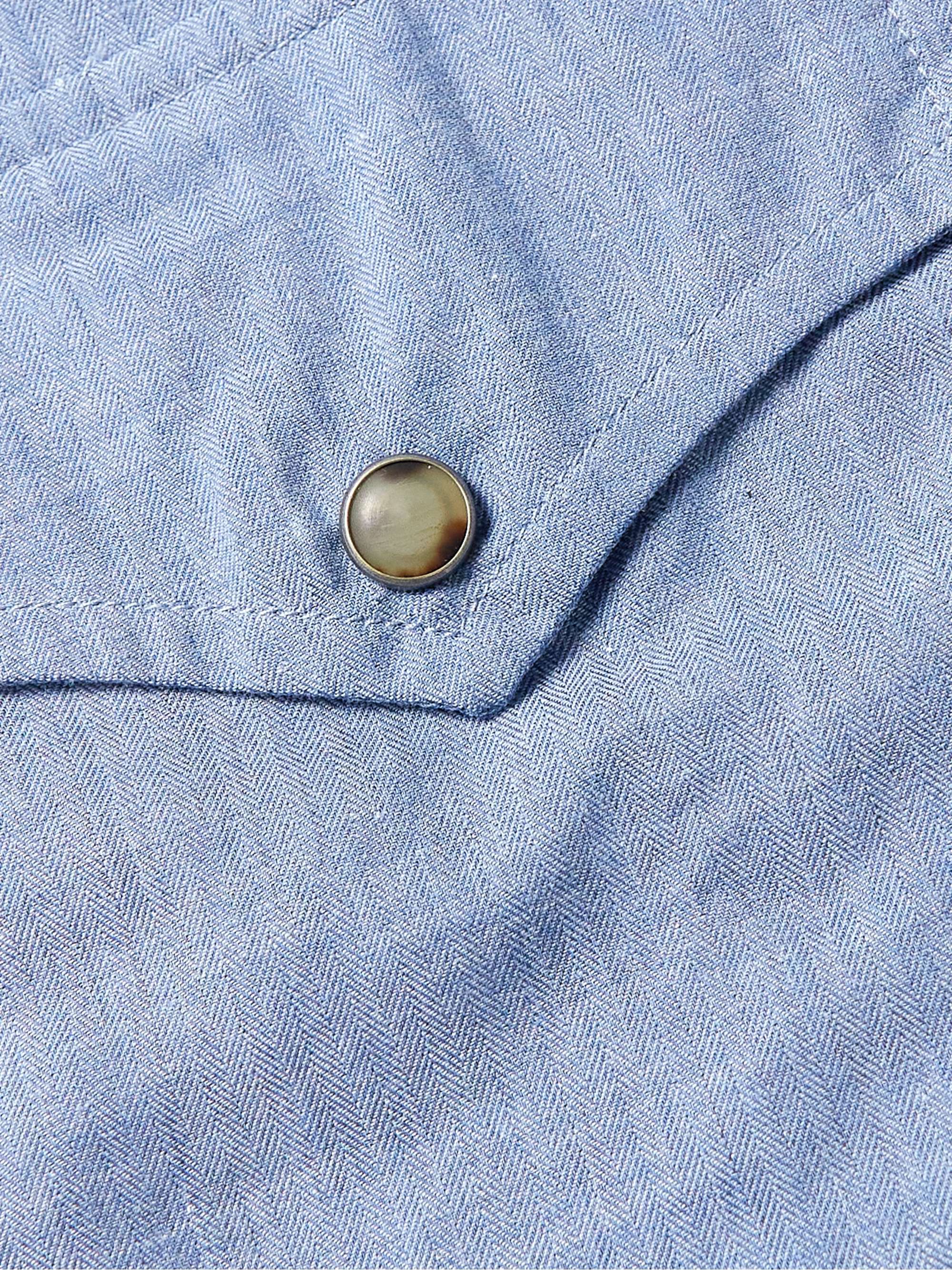 BRUNELLO CUCINELLI Cutaway-Collar Cotton-Chambray Western Shirt