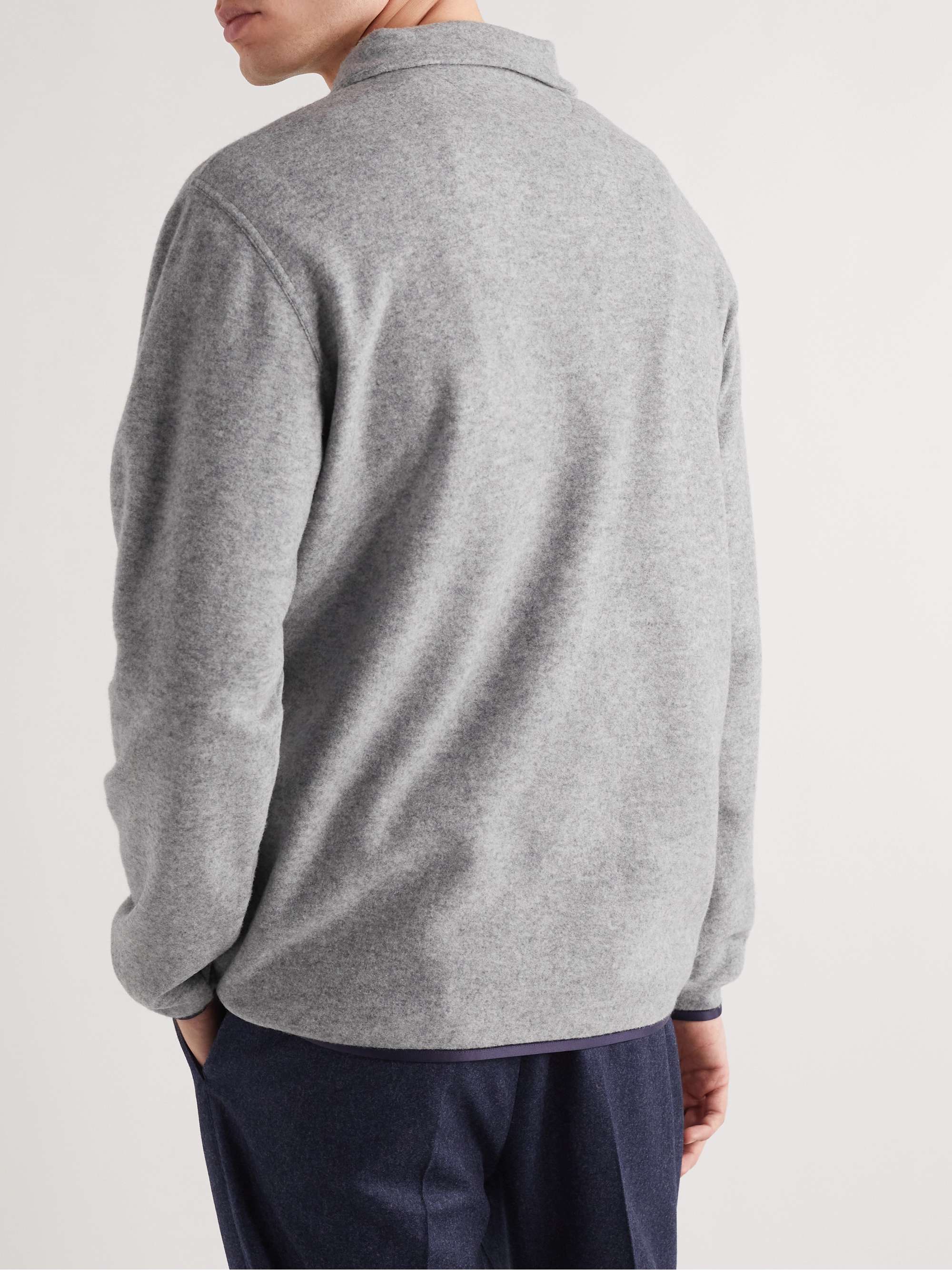 BRUNELLO CUCINELLI Logo-Embroidered Fleece Half-Zip Sweashirt