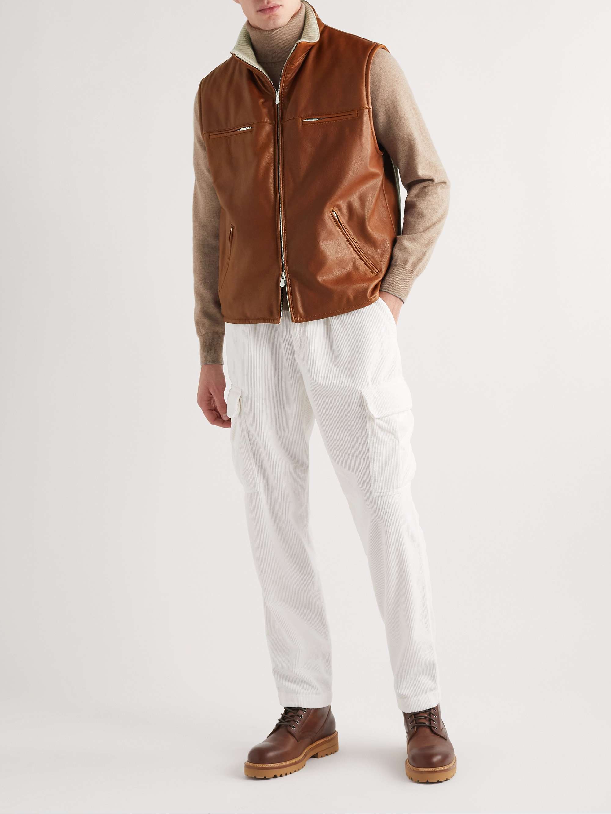 Brunello Cucinelli straight-leg corduroy trousers - Orange