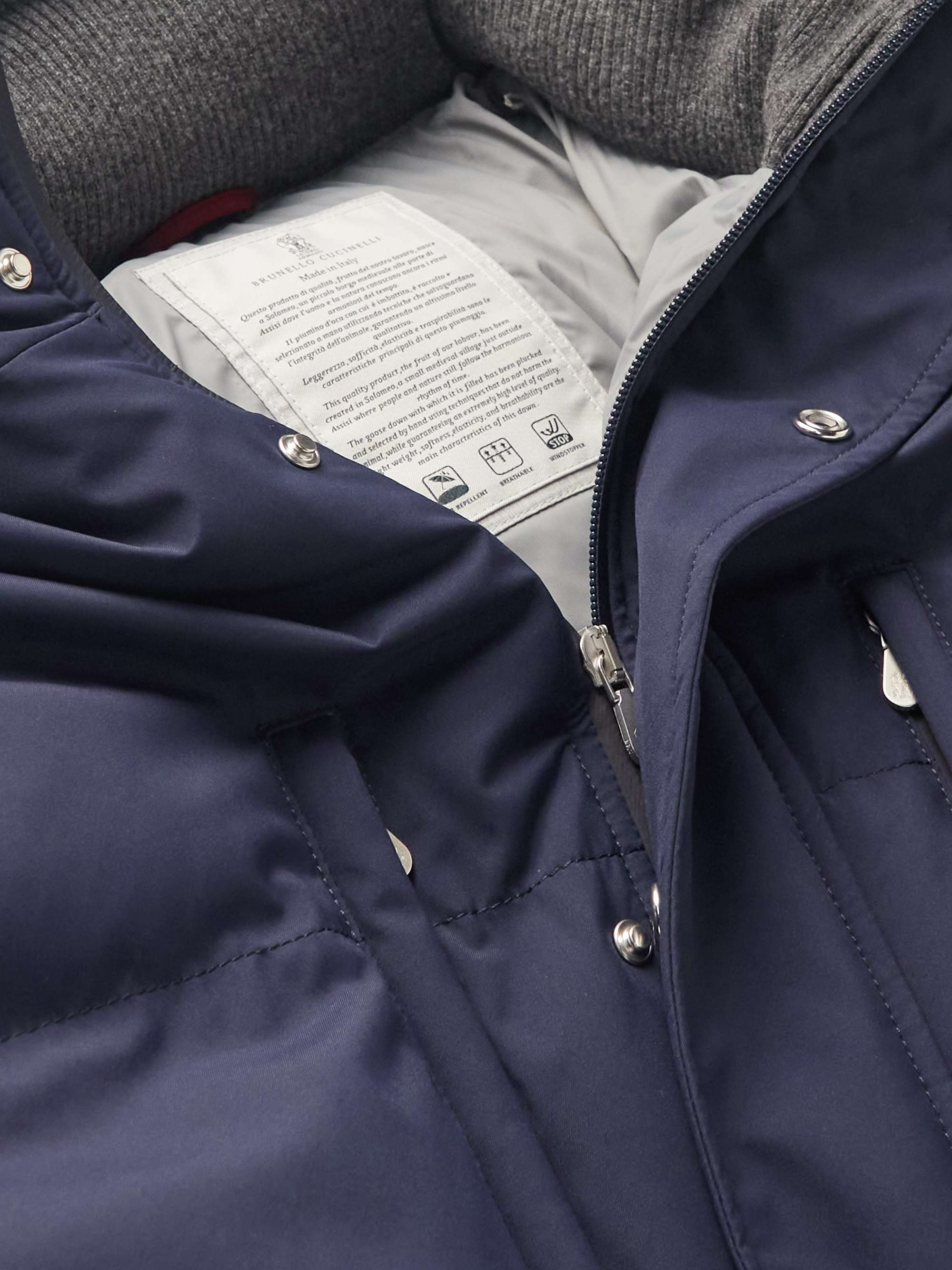 BRUNELLO CUCINELLI Panelled Quilted Wool-Blend and Shell Hooded Down Jacket