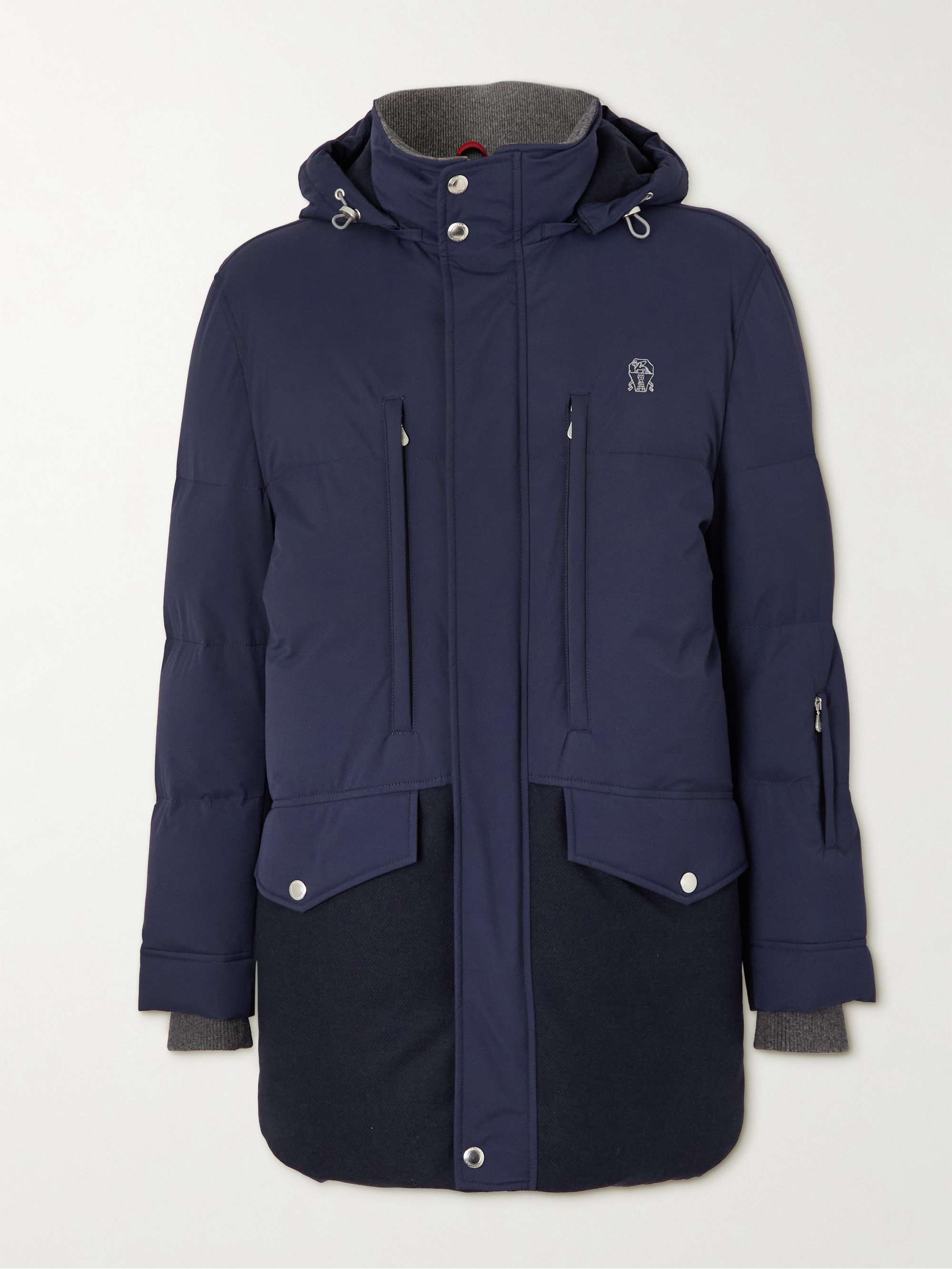 BRUNELLO CUCINELLI Panelled Quilted Wool-Blend and Shell Hooded Down ...