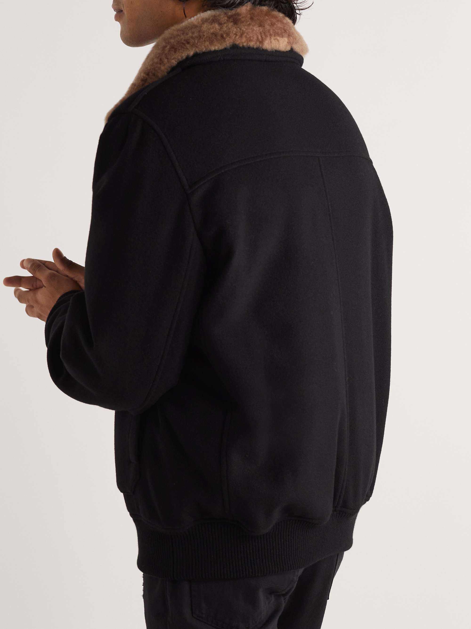 BRUNELLO CUCINELLI Shearling-Trimmed Cashmere Bomber Jacket