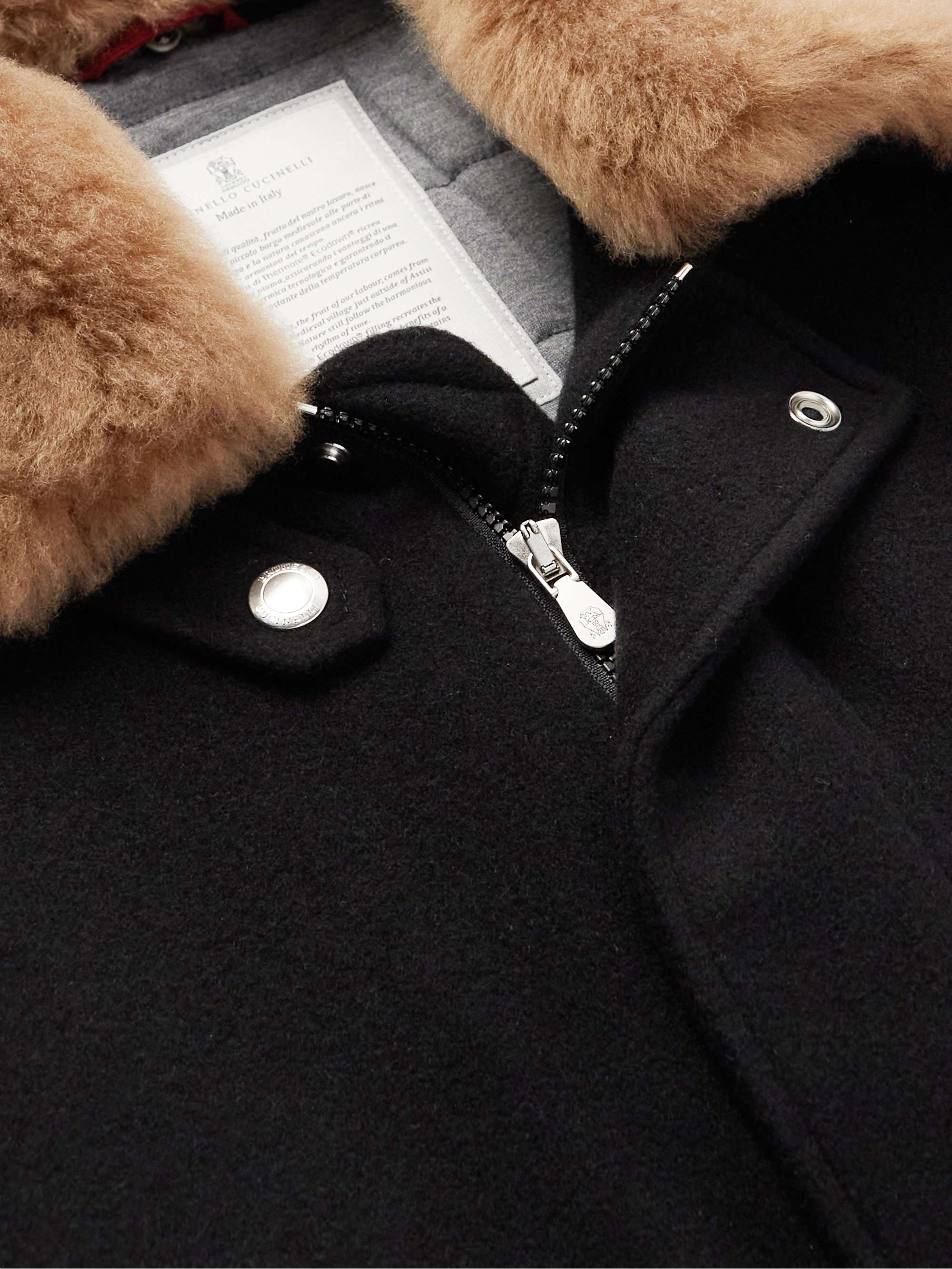 BRUNELLO CUCINELLI Shearling-Trimmed Cashmere Bomber Jacket
