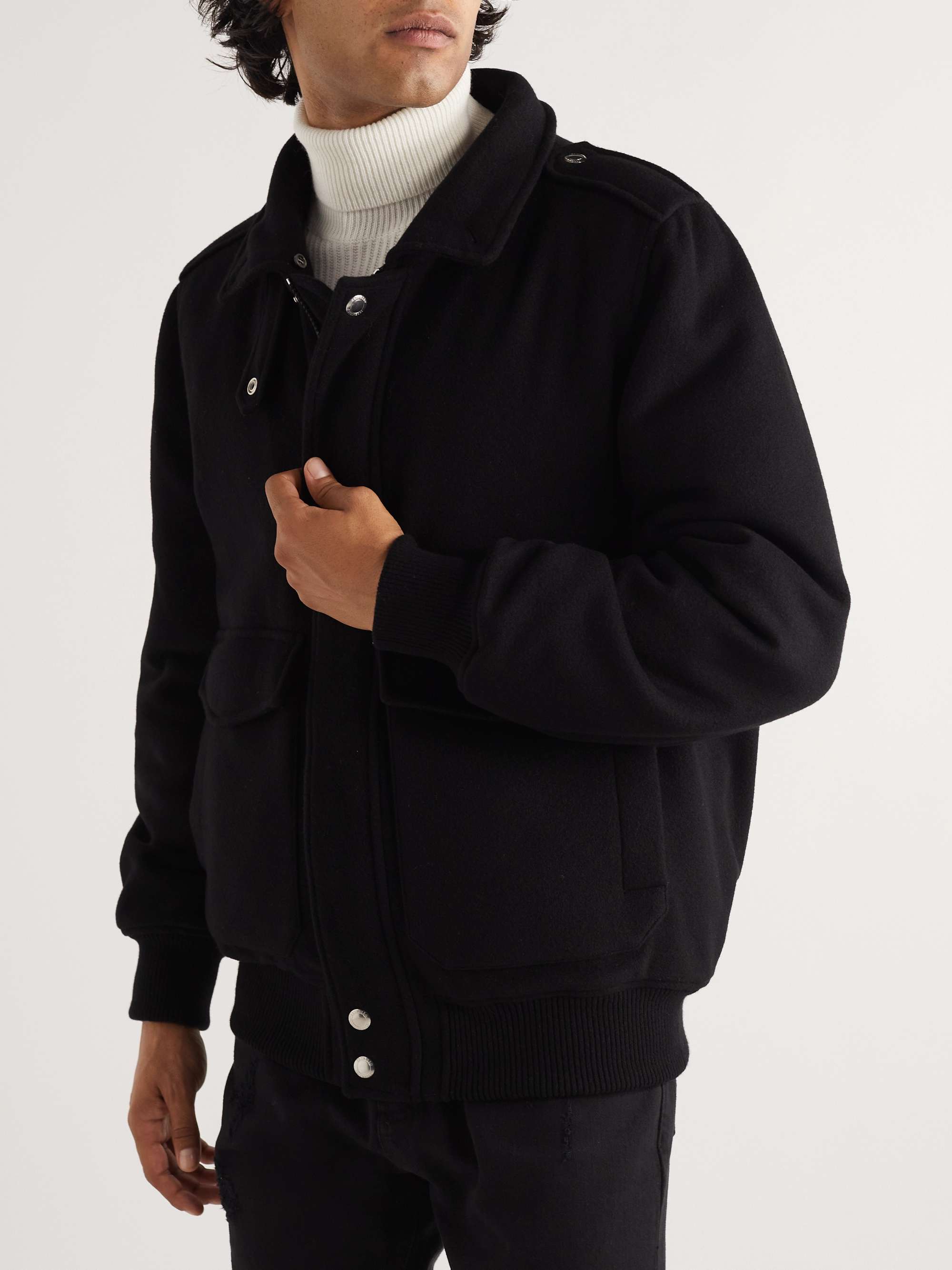 BRUNELLO CUCINELLI Shearling-Trimmed Cashmere Bomber Jacket