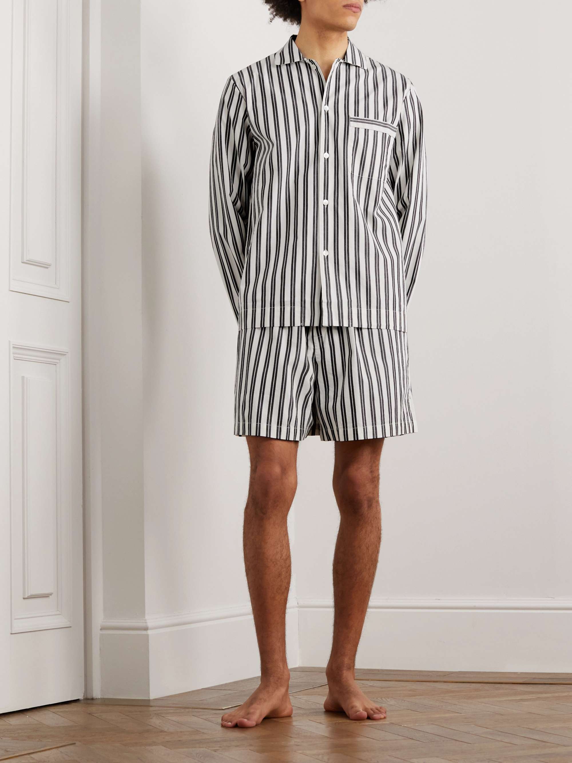 TEKLA Striped Organic Cotton-Poplin Pyjama Shorts
