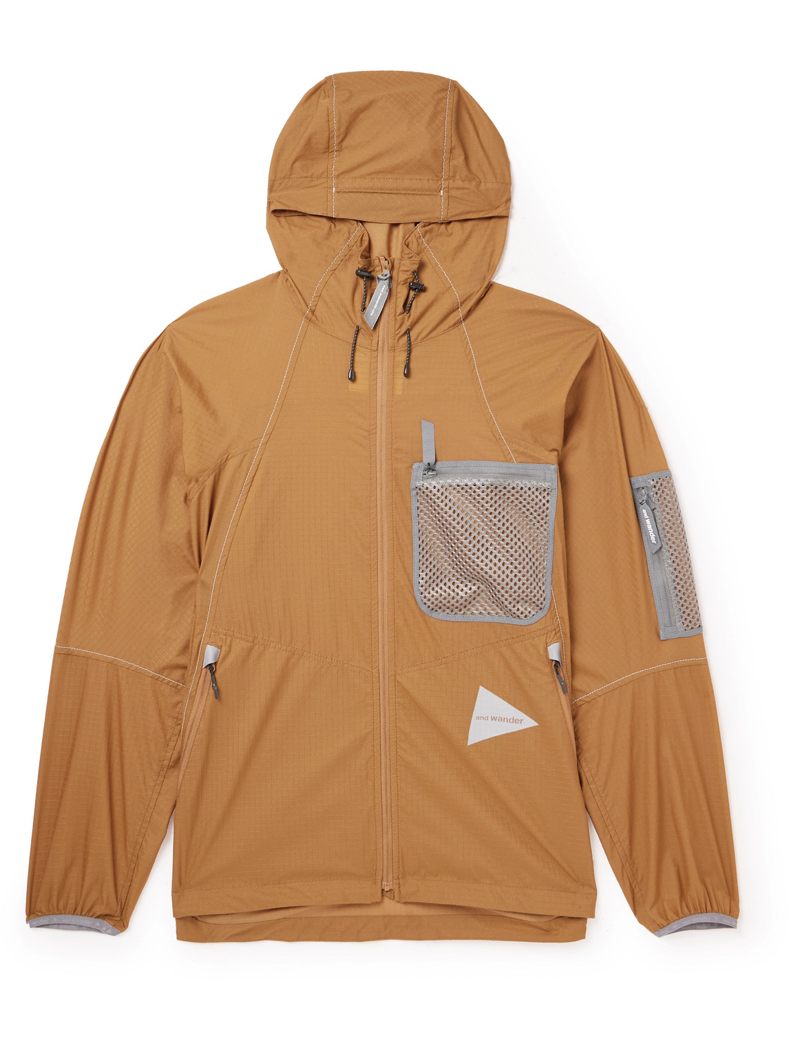 AND WANDER MESH-TRIMMED RIPSTOP HOODED JACKET