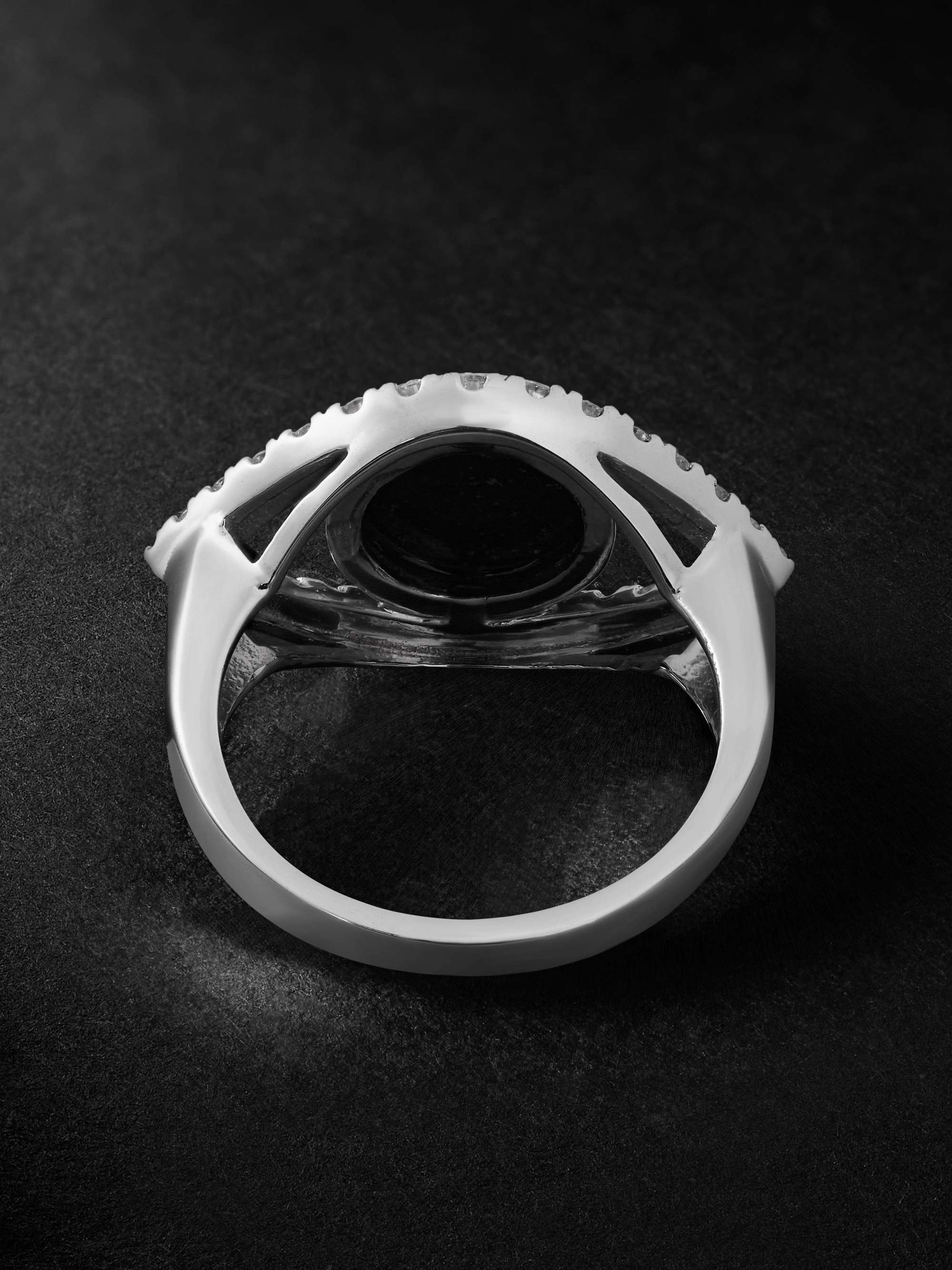JACQUIE AICHE Eye Large White Gold Lapis Lazuli and Diamond Ring