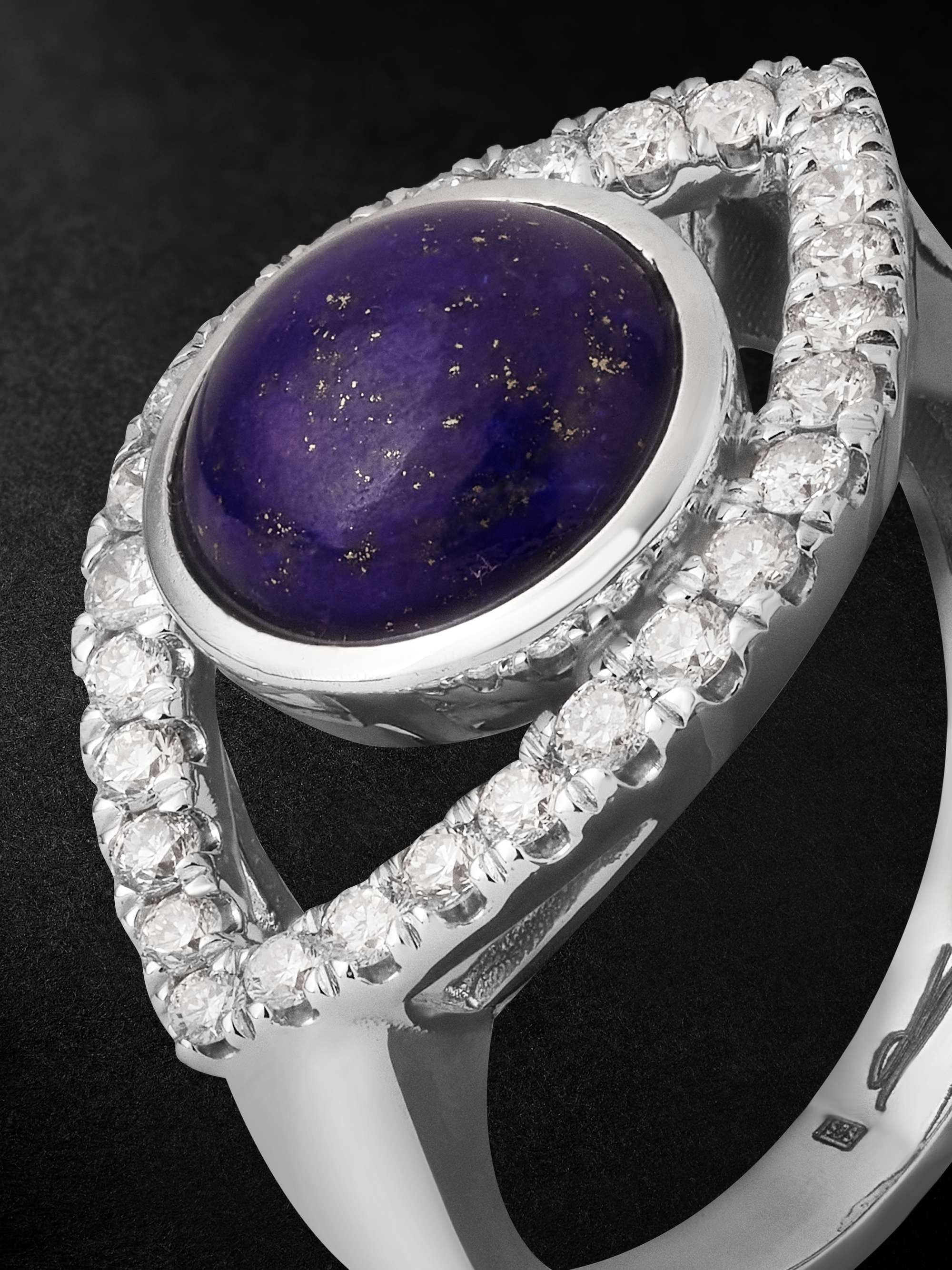 JACQUIE AICHE Eye Large White Gold Lapis Lazuli and Diamond Ring