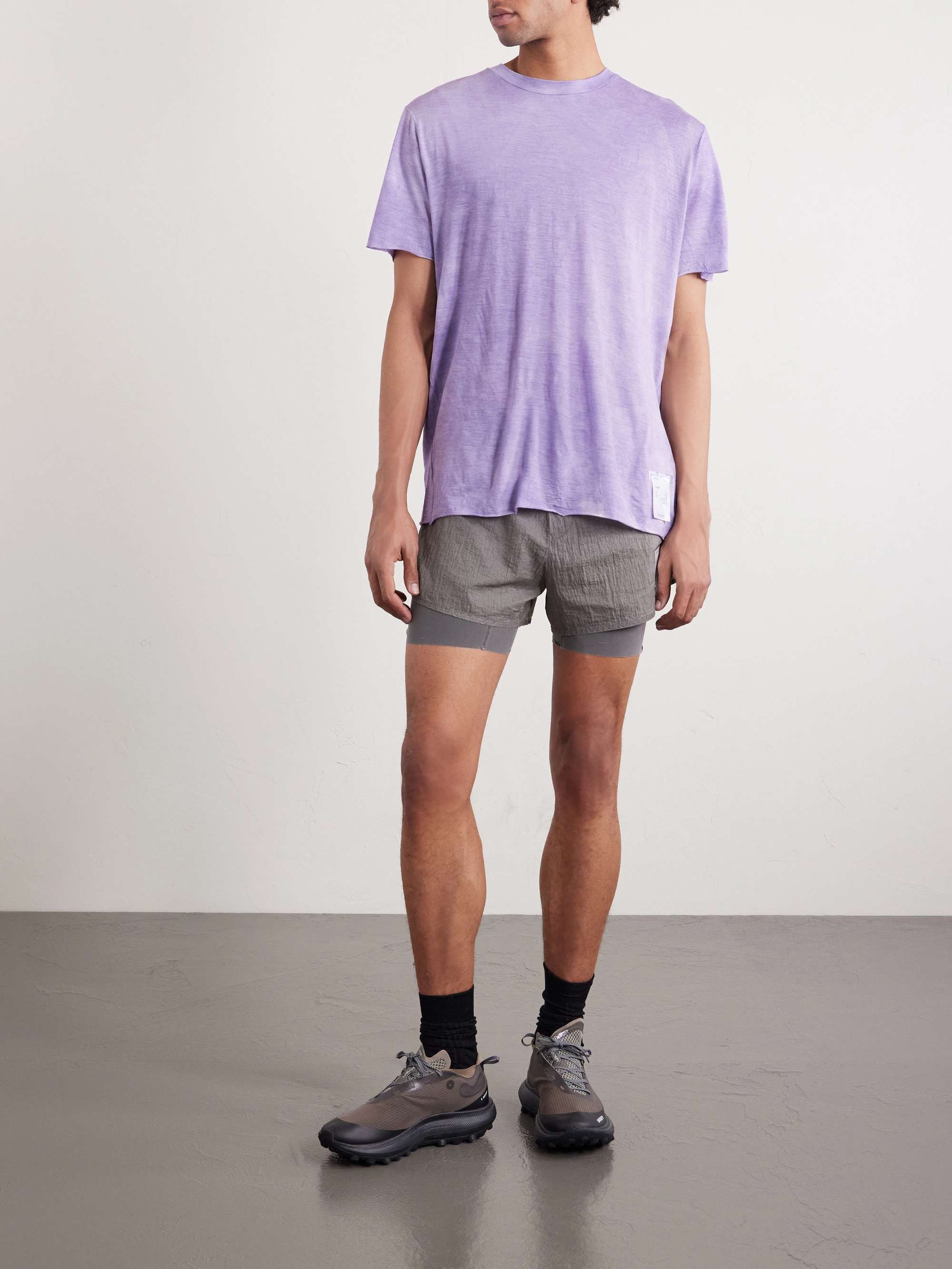 SATISFY Distressed Tie-Dyed CloudMerino Wool-Jersey T-Shirt