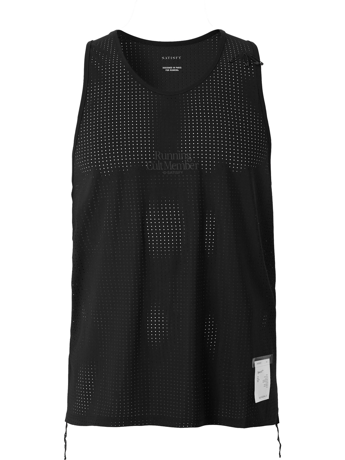 Satisfy Perforated Space-o™ Stretch-jersey Tank Top In Black