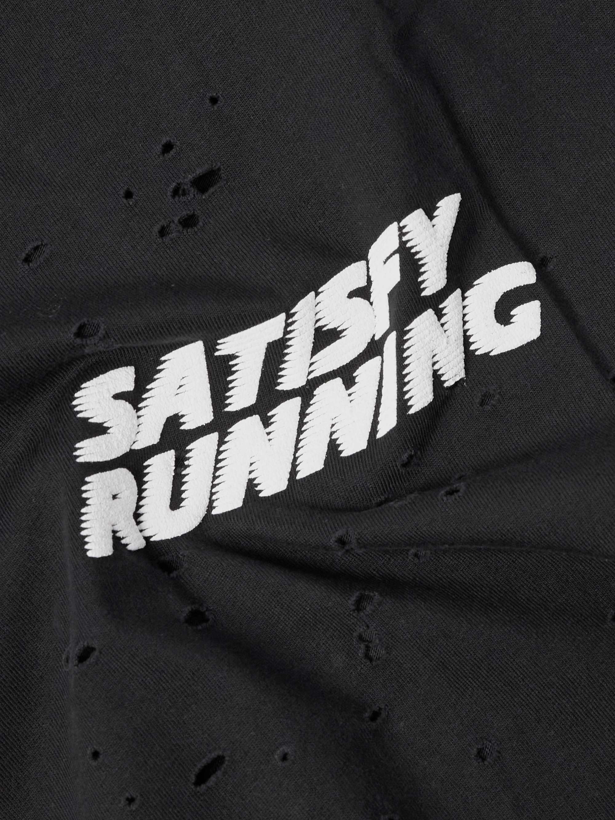 SATISFY Distressed Logo-Print MothTech Cotton-Jersey T-Shirt