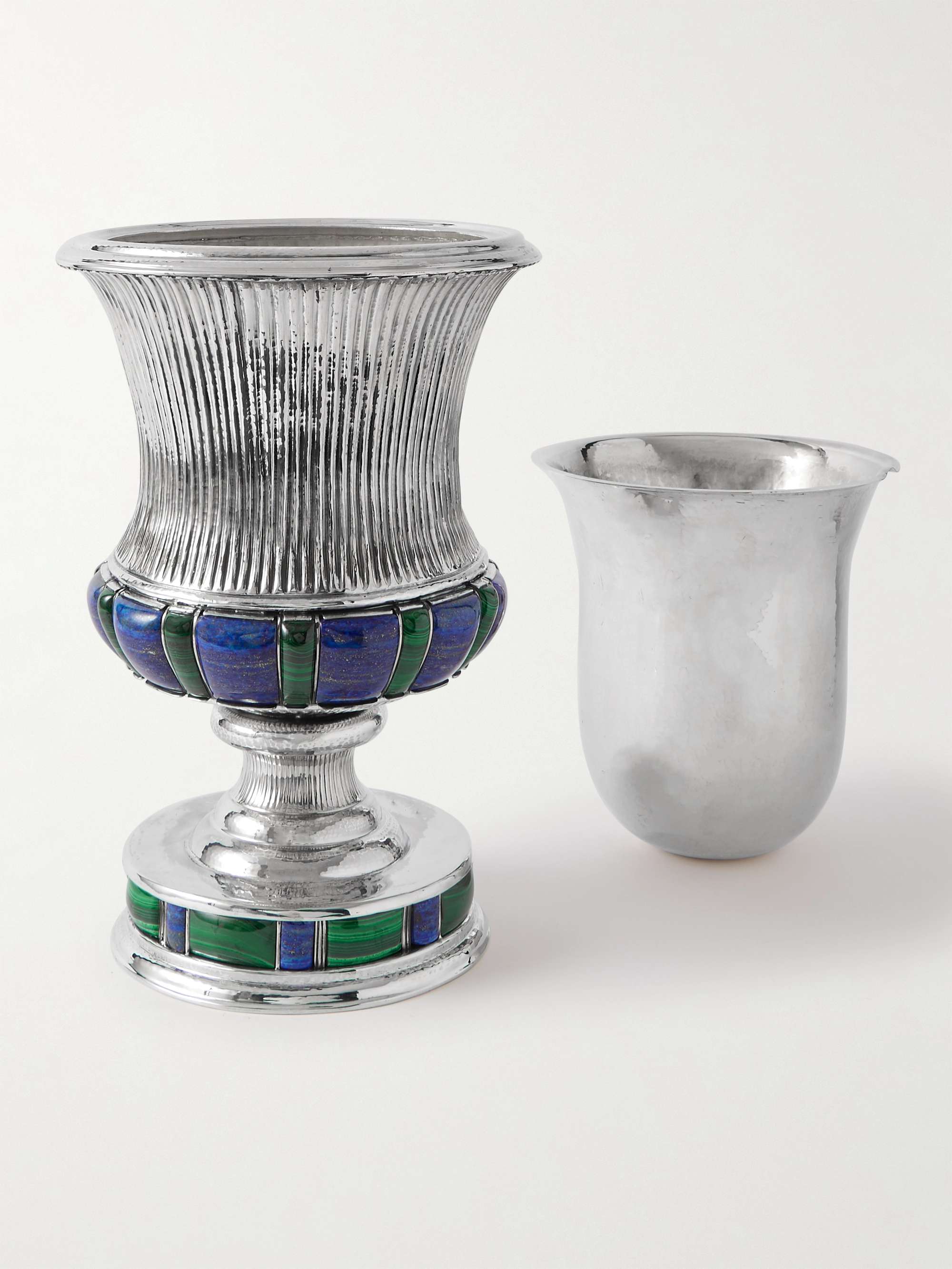 BUCCELLATI Doge Sterling Silver, Lapis Lazuli and Malachite Vase