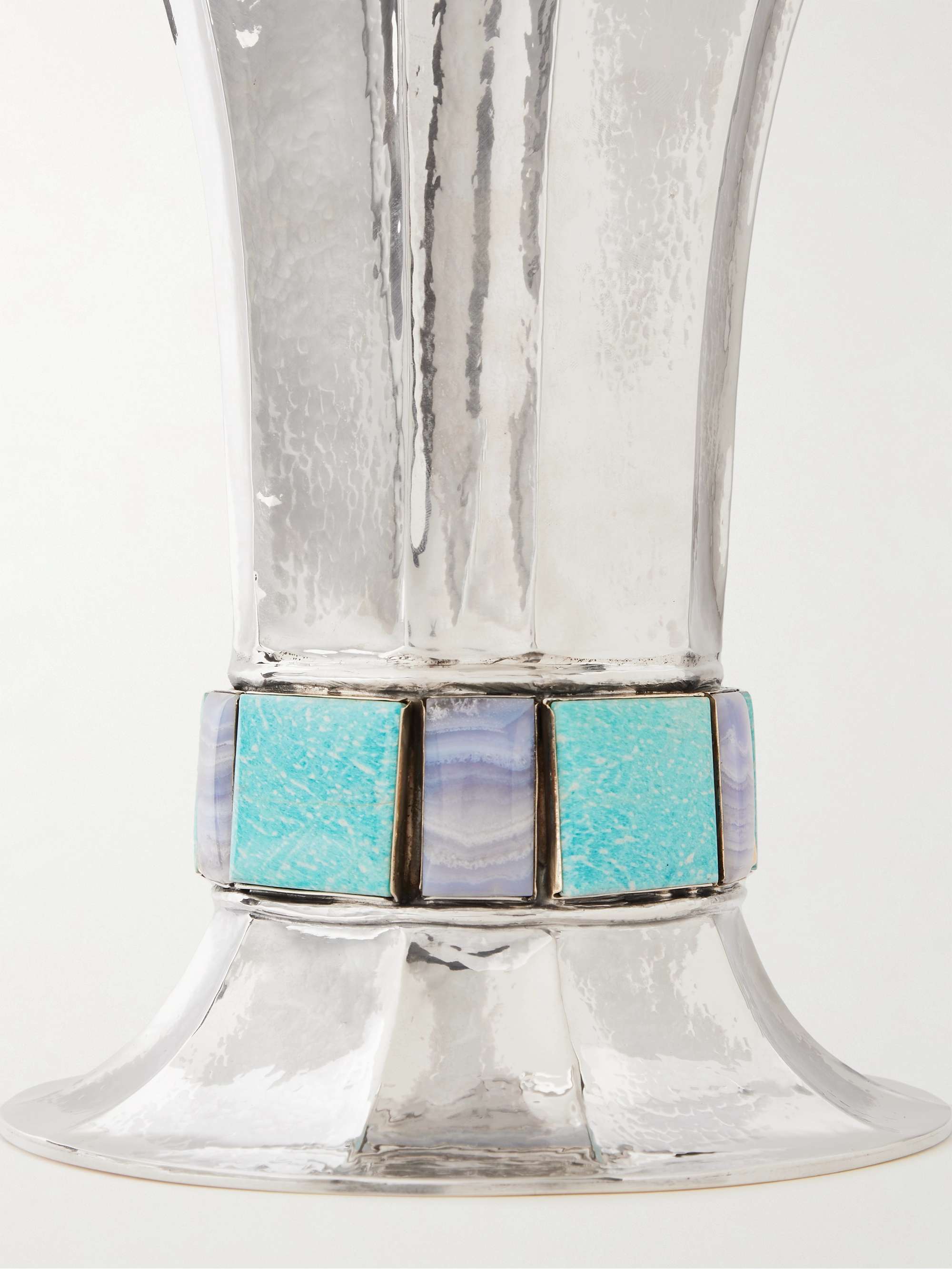 BUCCELLATI Sterling Silver, Amazonite and Chalcedony Vase