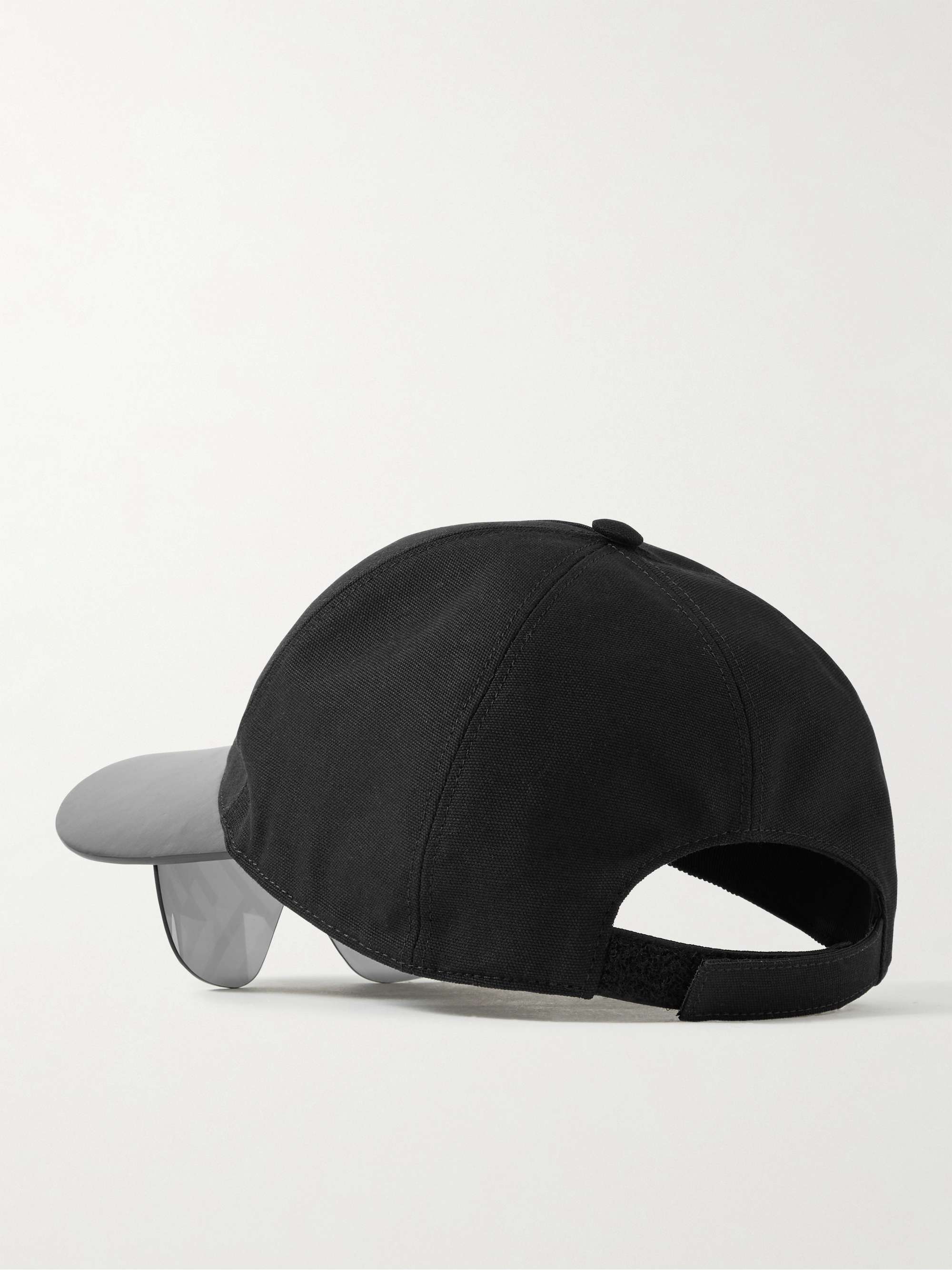 FENDI Logo-Embroidered Cotton-Canvas and Leather Baseball Cap with Sunglasses