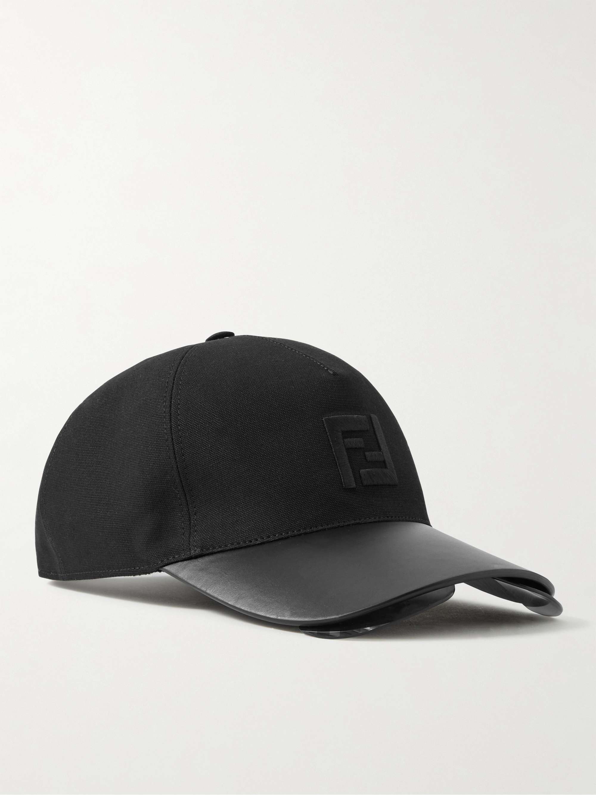 FENDI Logo-Embroidered Cotton-Canvas and Leather Baseball Cap with Sunglasses