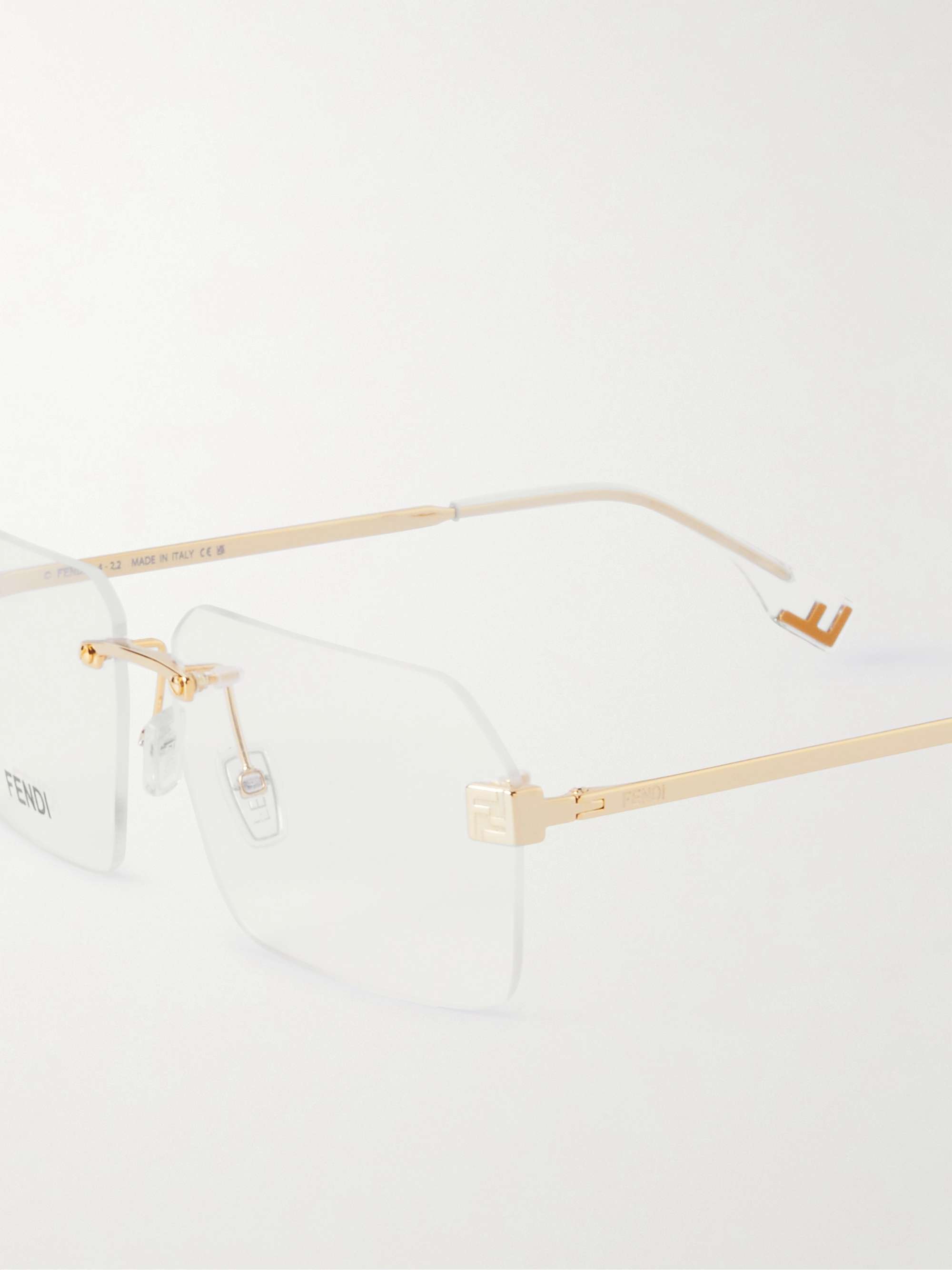 FENDI Square-Frame Gold-Tone Optical Glasses