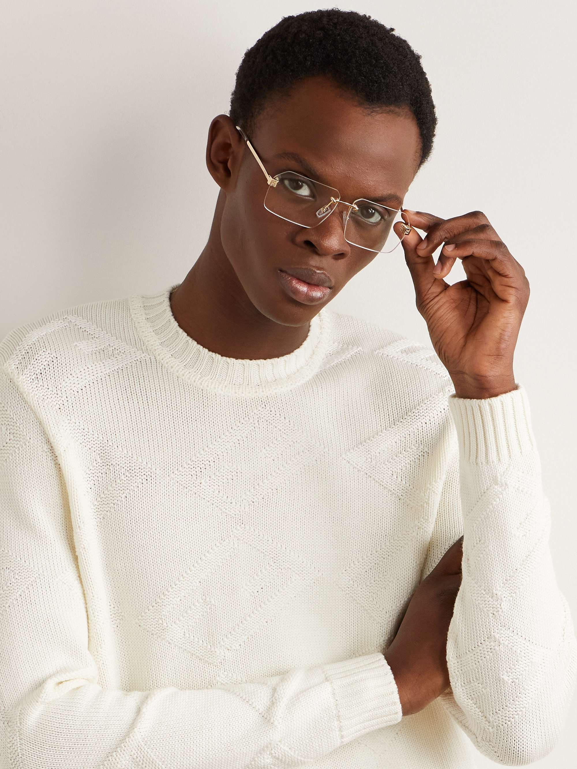 FENDI Square-Frame Gold-Tone Optical Glasses