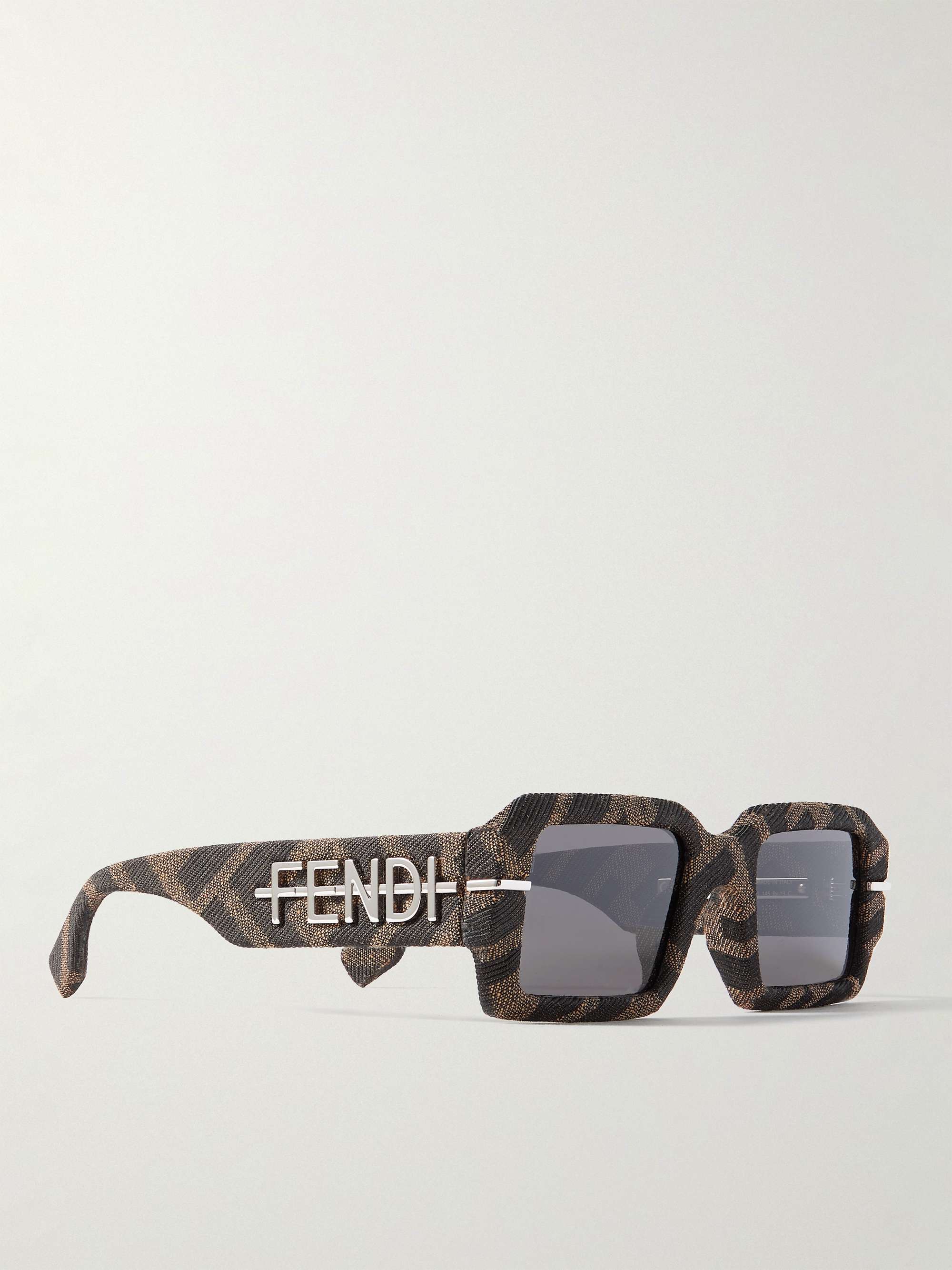 FENDI Square-Frame Monogrammed  Coated-Canvas Sunglasses