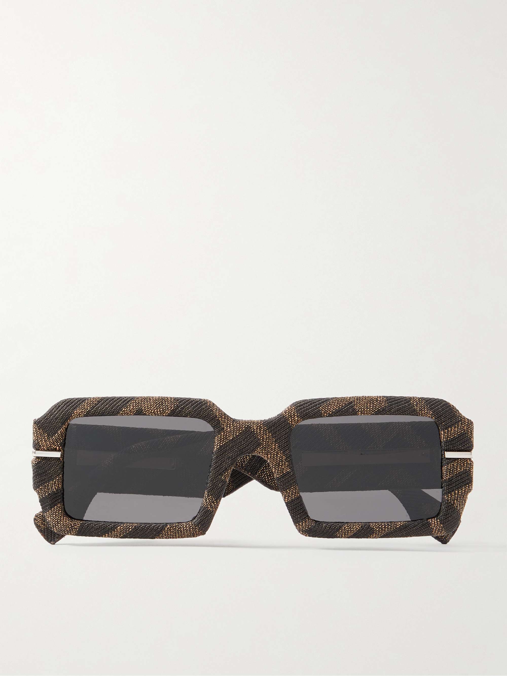 FENDI Square-Frame Monogrammed  Coated-Canvas Sunglasses